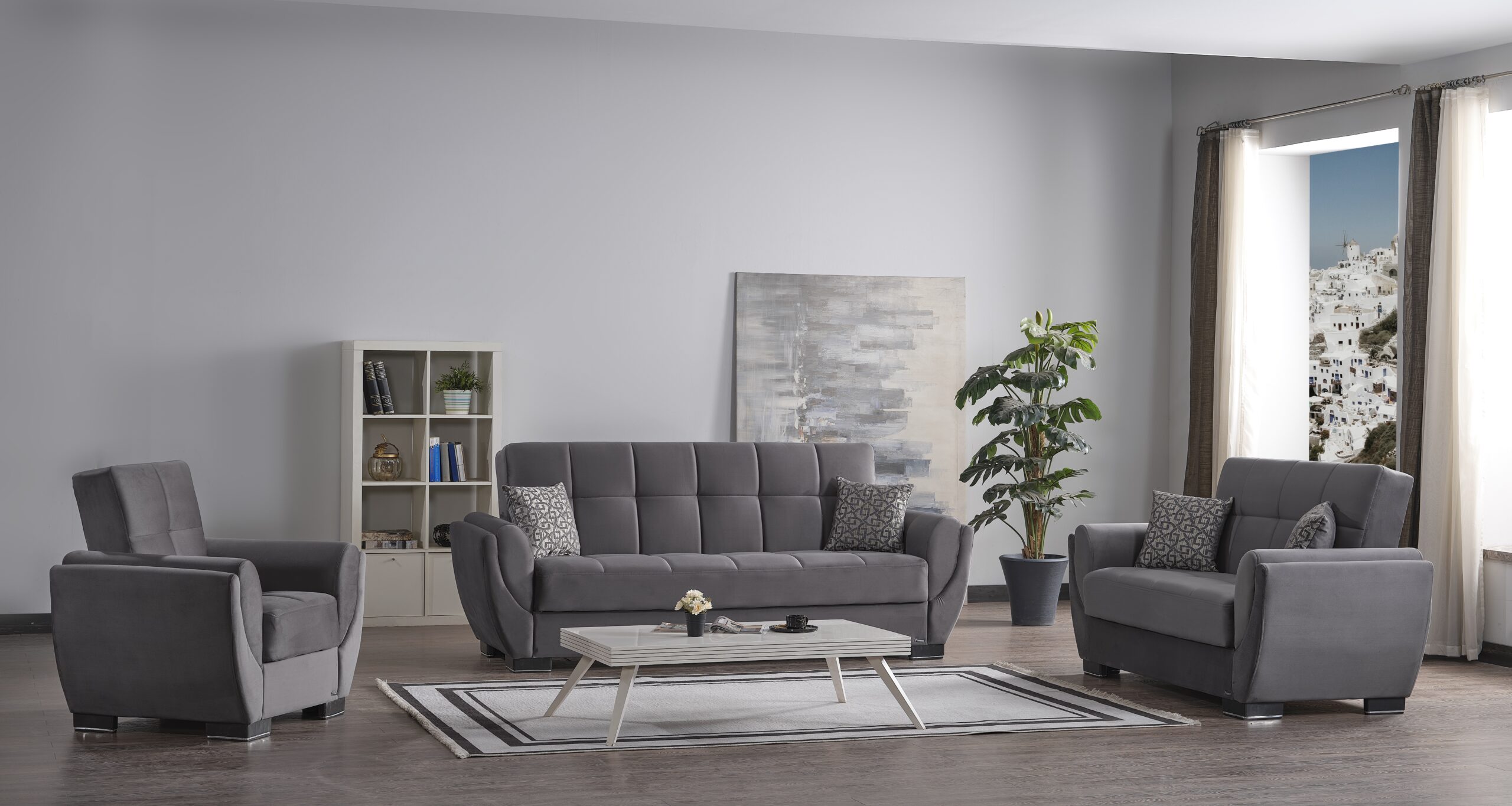 Ottomanson Armada Air Collection Upholstered Convertible Armchair with Storage, Grey Microfiber