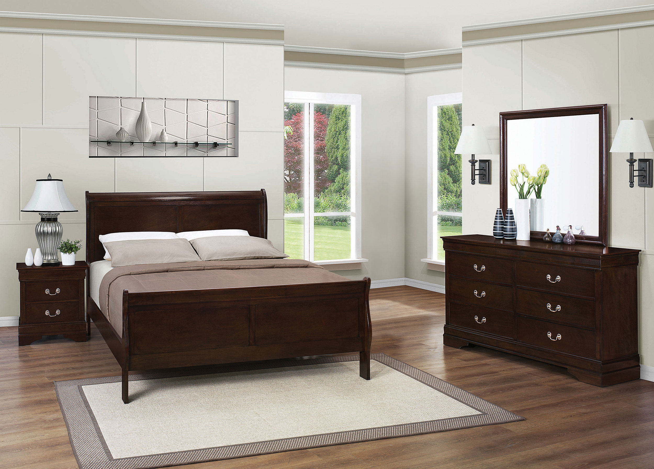 Louis Philippe QUEEN BED 4 PC SET