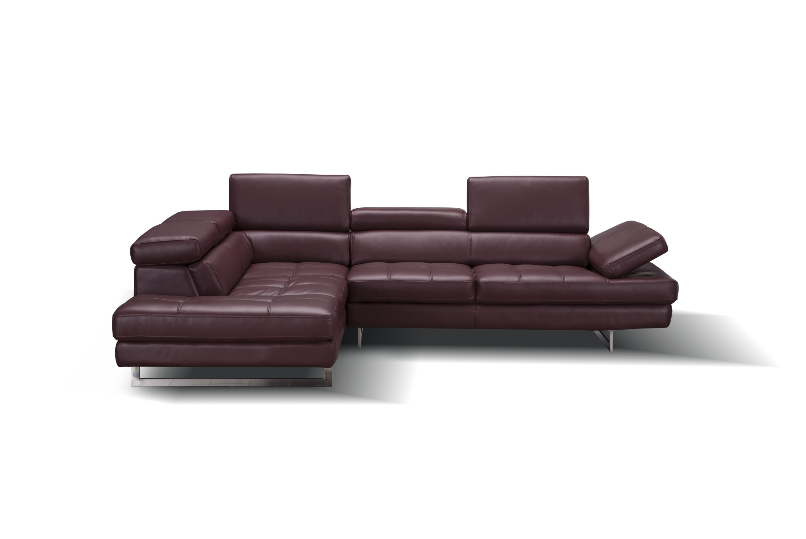 A761 Italian Leather Sectional Maroon In Left Hand Facing