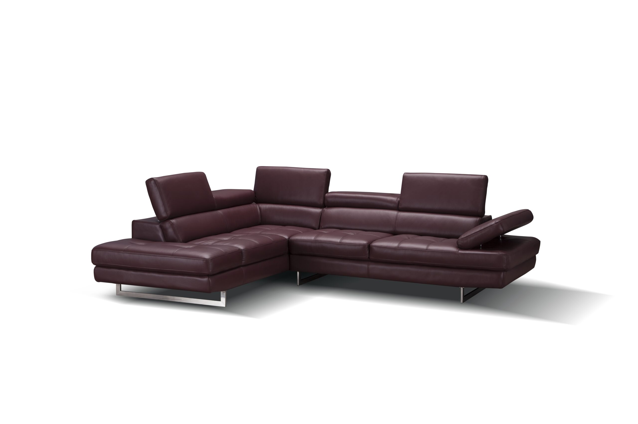 A761 Italian Leather Sectional Maroon In Left Hand Facing