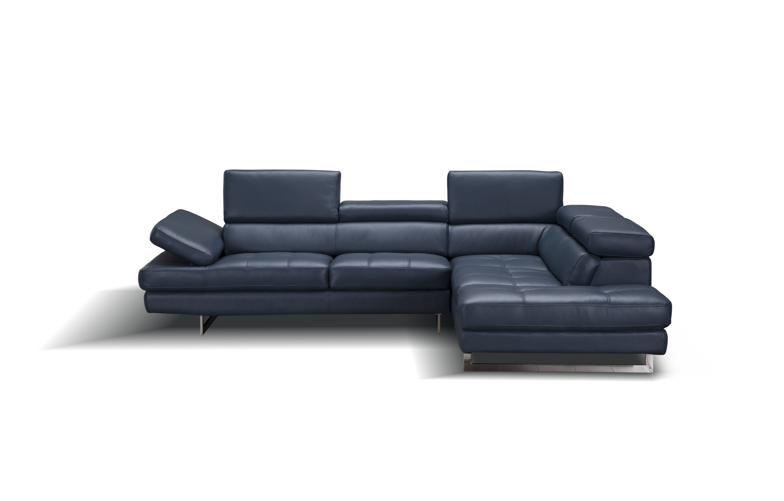 A761 Italian Leather Sectional Blue In Right Hand Facing