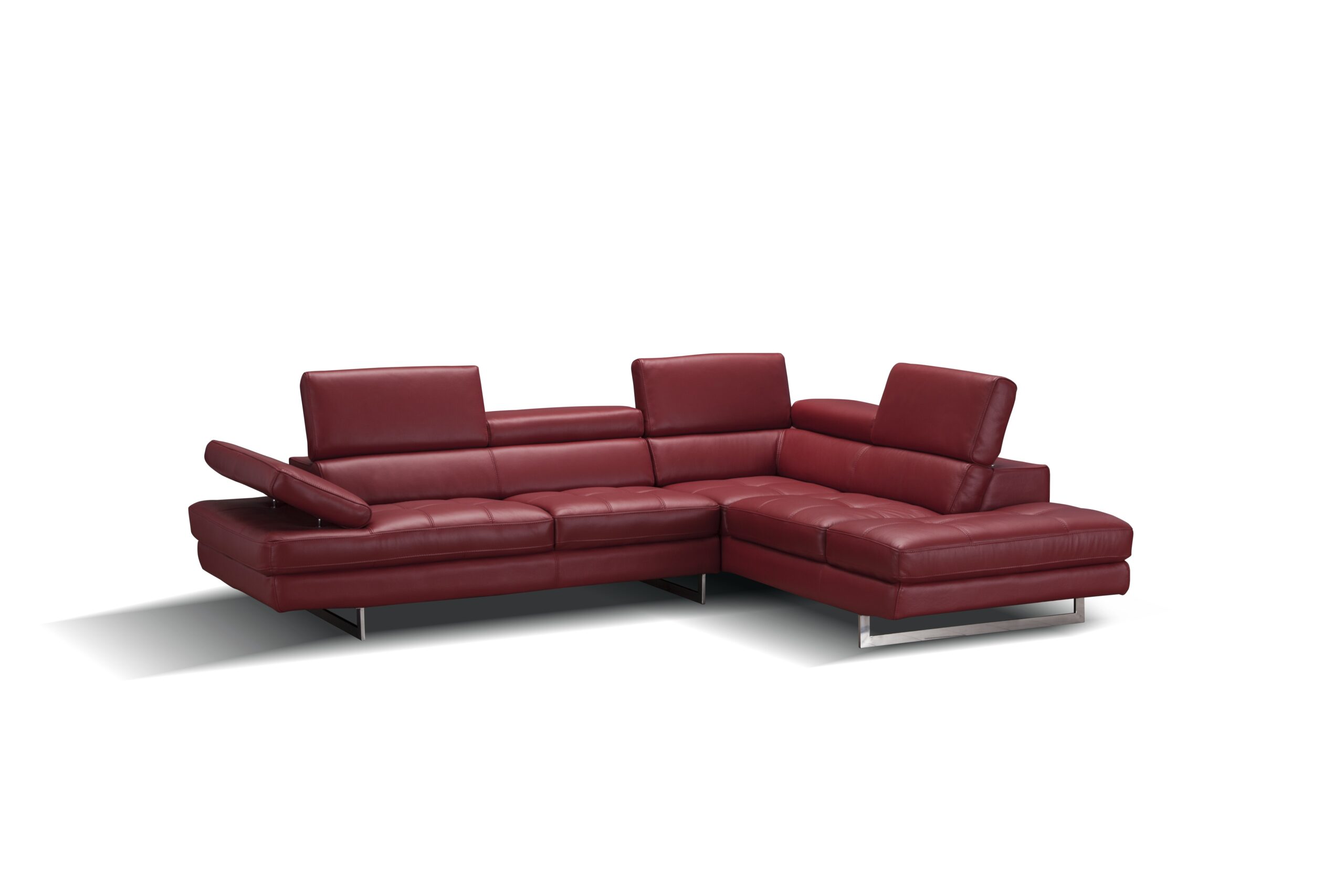 A761 Italian Leather Sectional Red In Right hand Facing