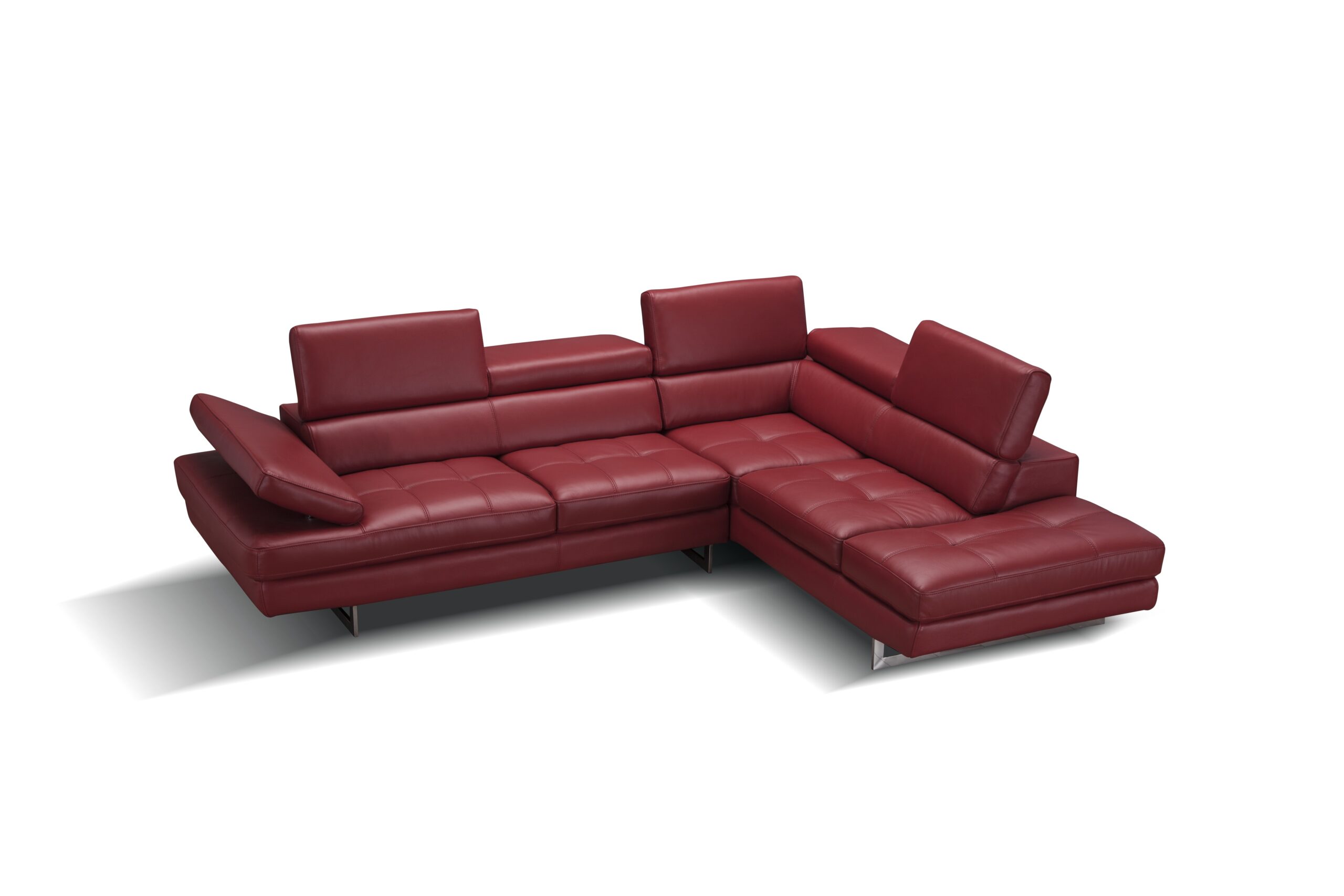 A761 Italian Leather Sectional Red In Right hand Facing