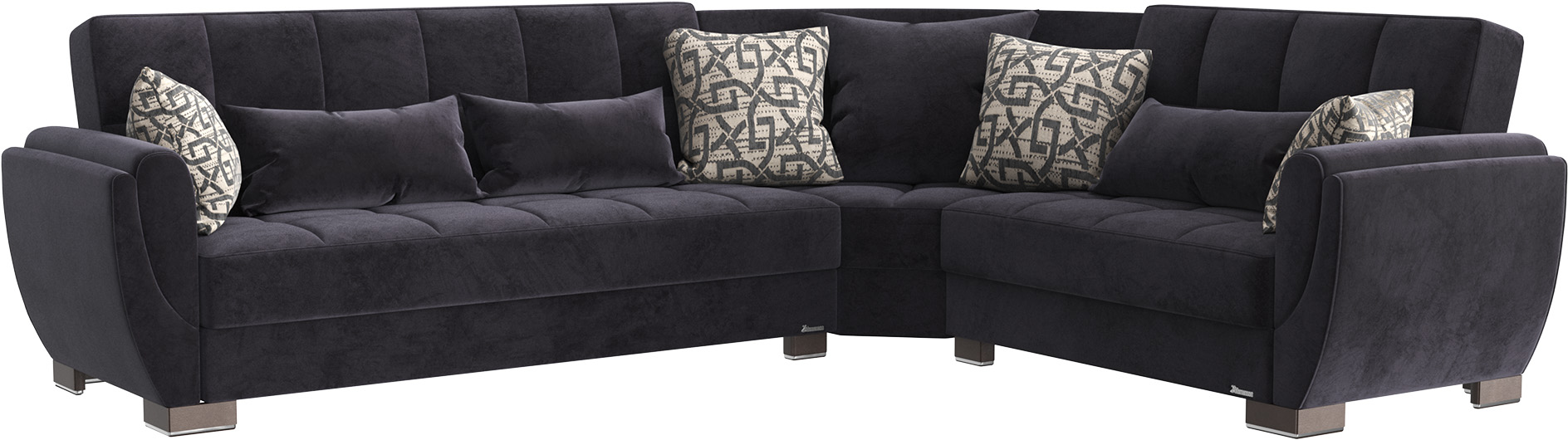 Ottomanson Armada Air Collection Upholstered Convertible Sectional with Storage, Grey Microfiber