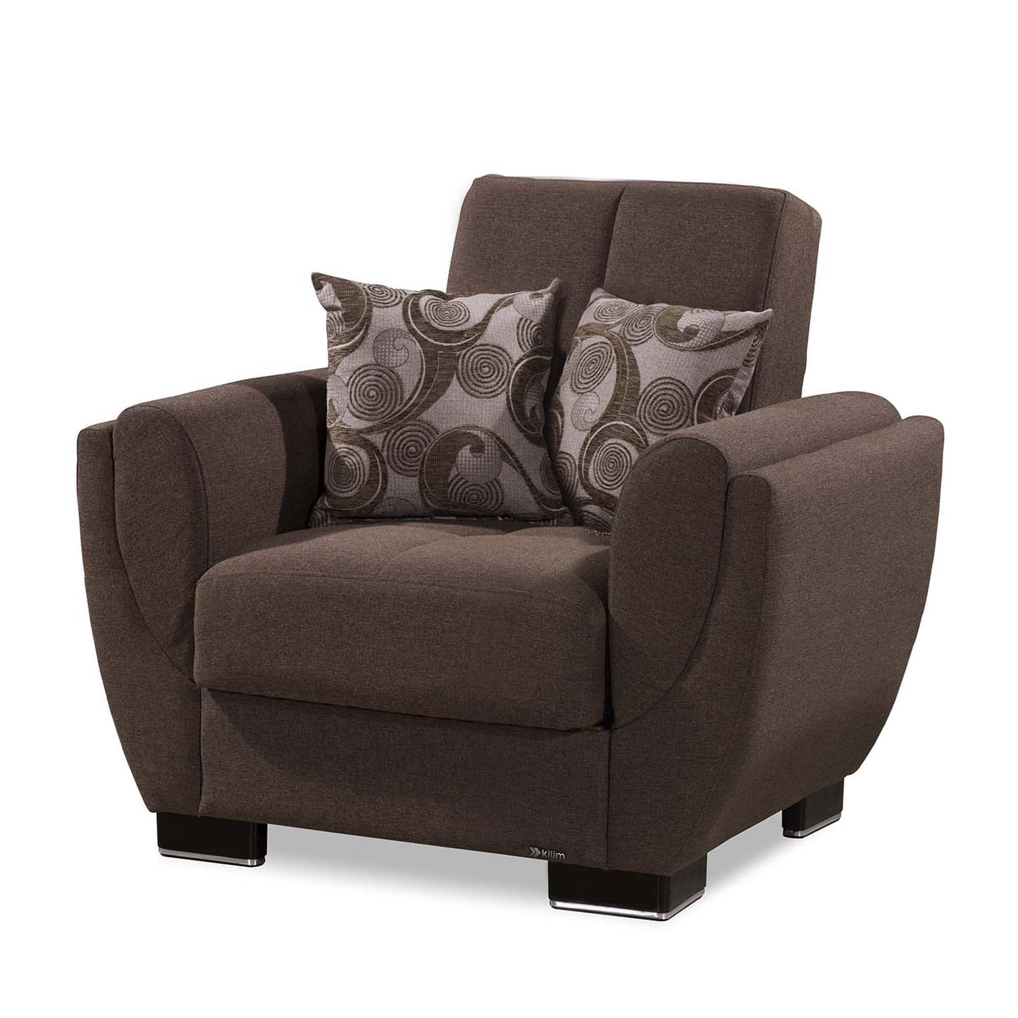 Ottomanson Armada Air Collection Upholstered Convertible Armchair with Storage, Grey Microfiber