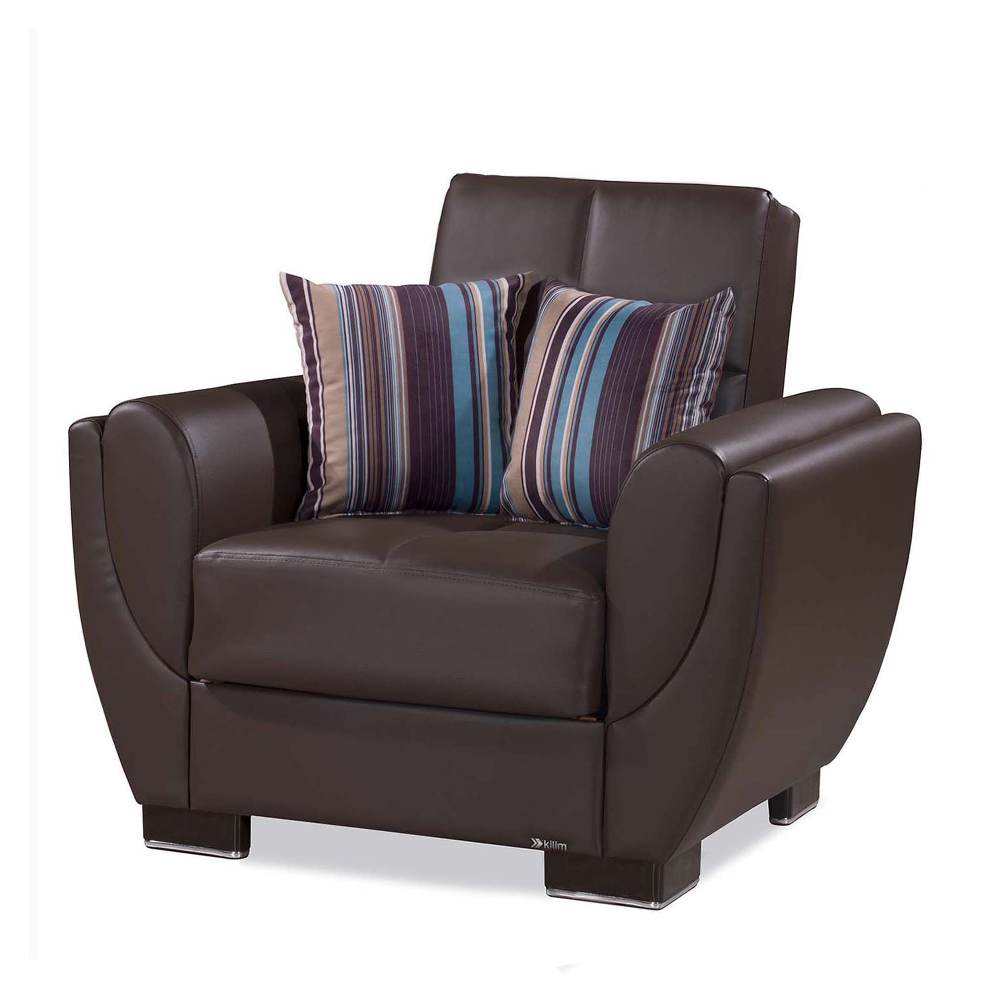 Ottomanson Armada Air Collection Upholstered Convertible Armchair with Storage, Grey Microfiber