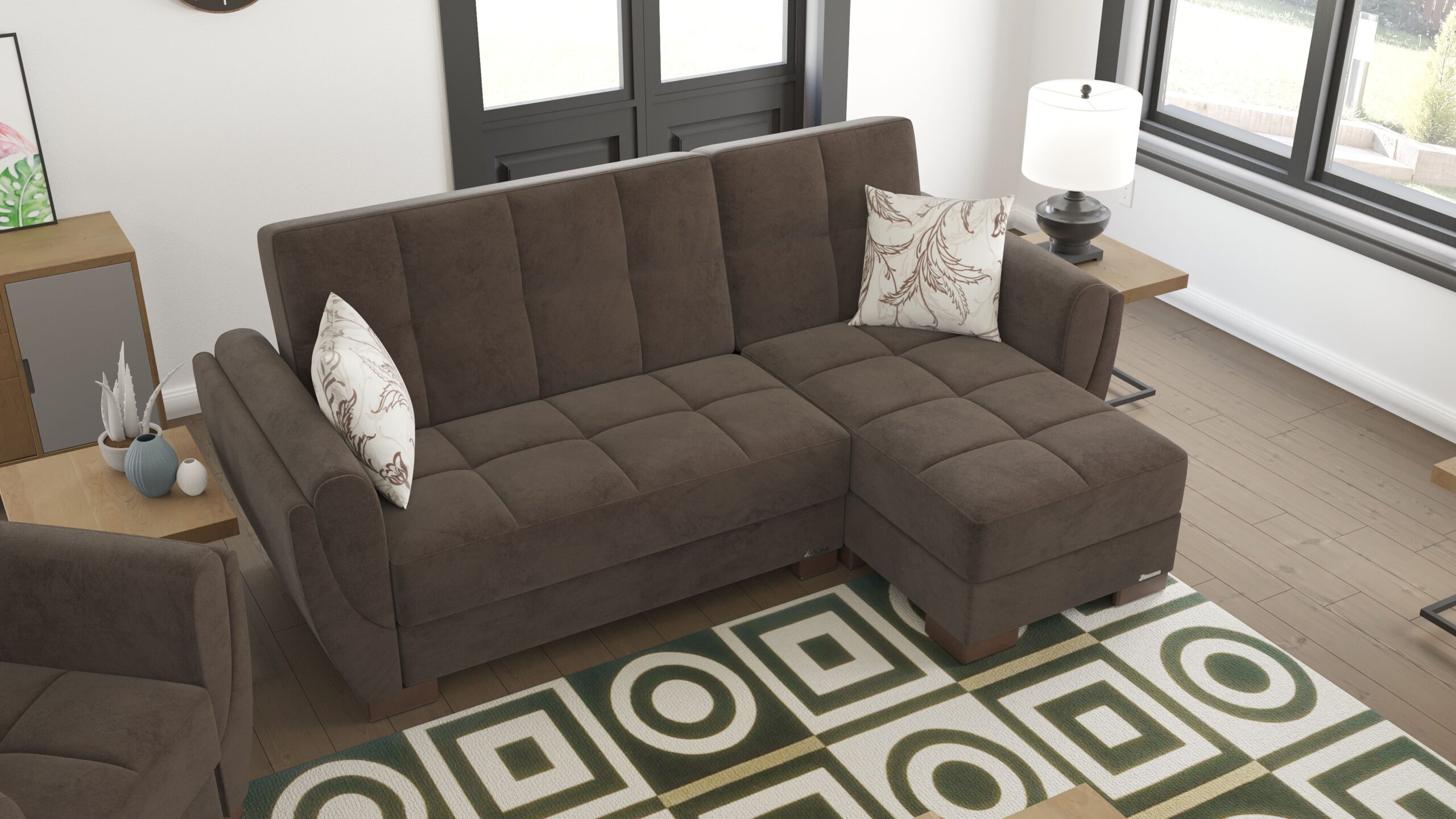 Ottomanson Armada Air Collection Upholstered Ottoman with Storage, Grey Microfiber