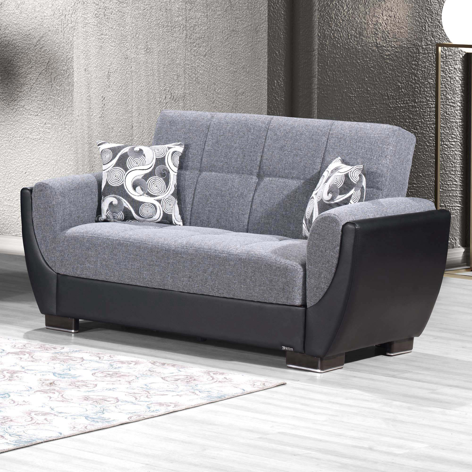 Ottomanson Armada Air Collection Upholstered Convertible Armchair with Storage, Grey Microfiber