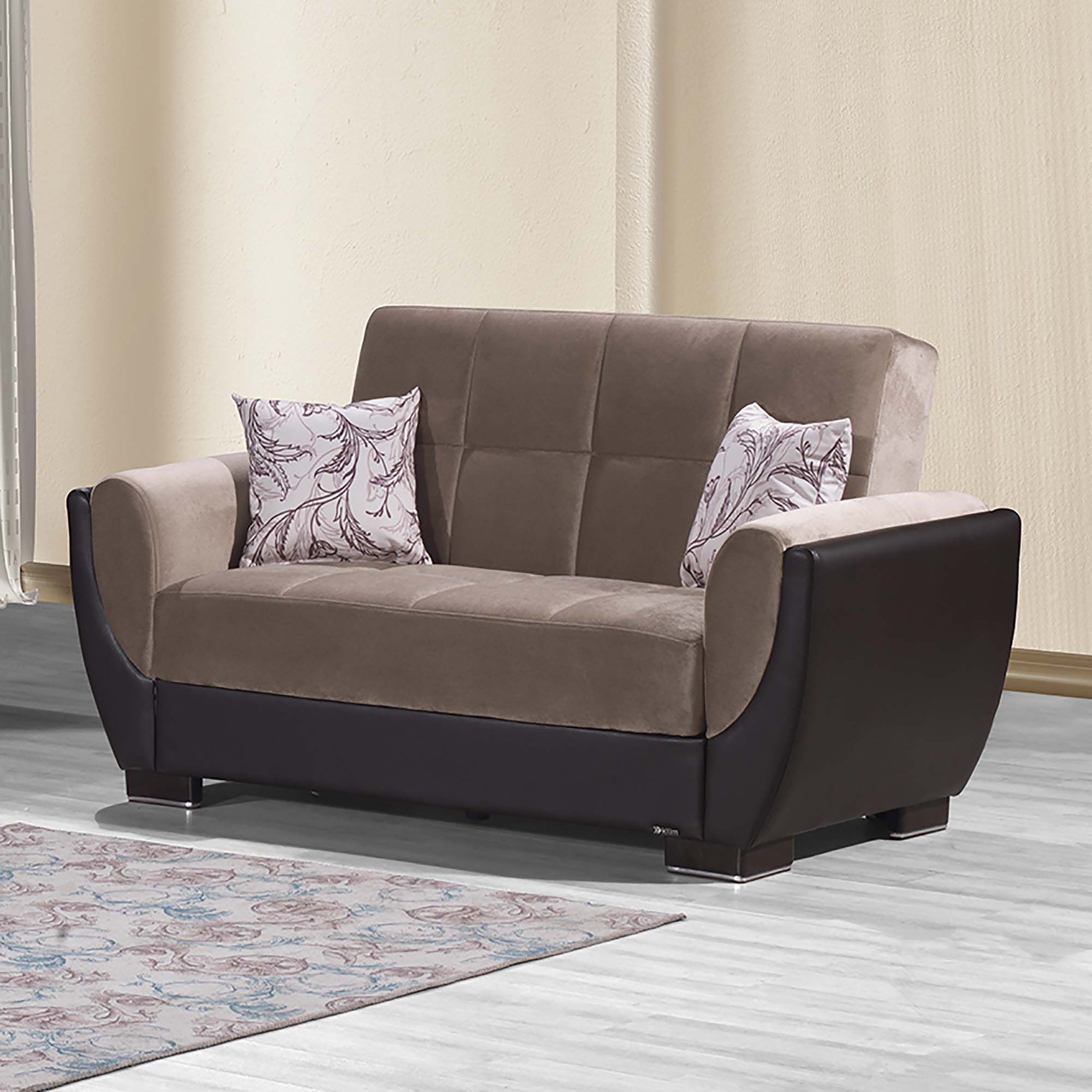 Ottomanson Armada Air Collection Upholstered Convertible Armchair with Storage, Grey Microfiber