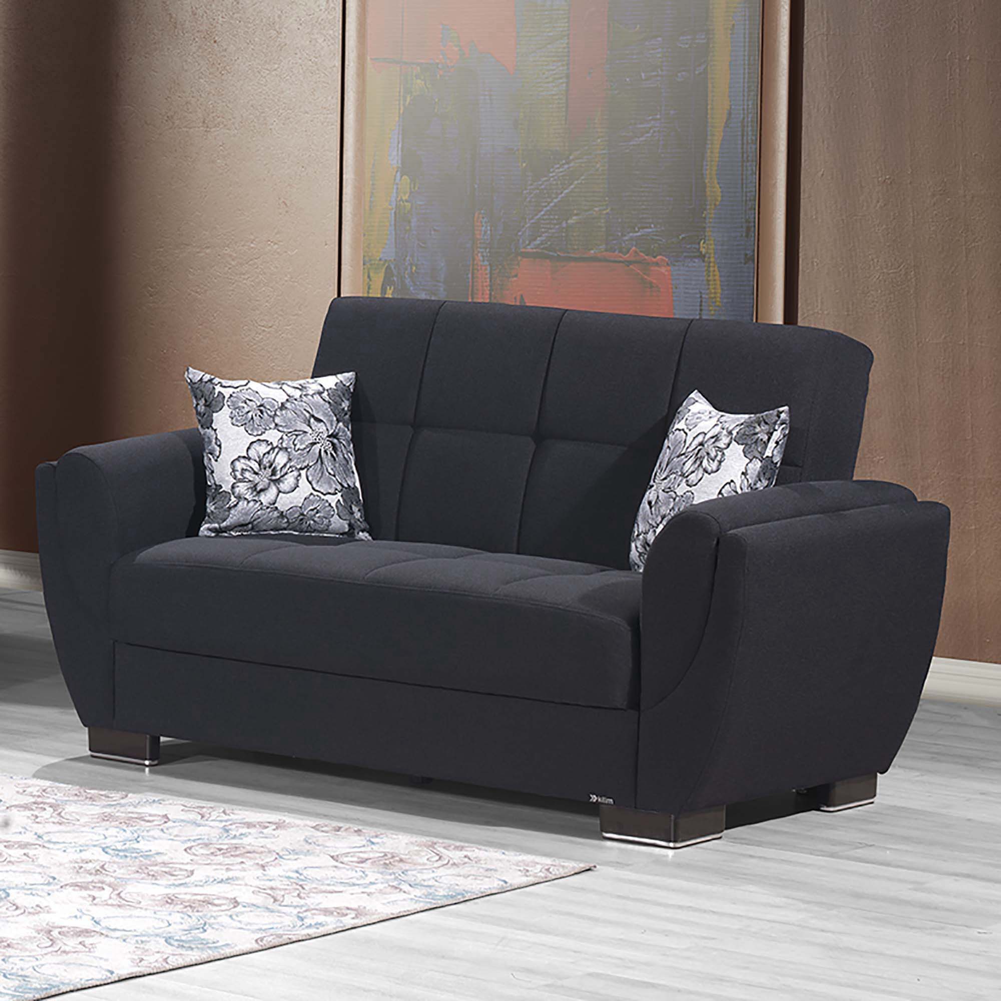 Ottomanson Armada Air Collection Upholstered Convertible Armchair with Storage, Grey Microfiber