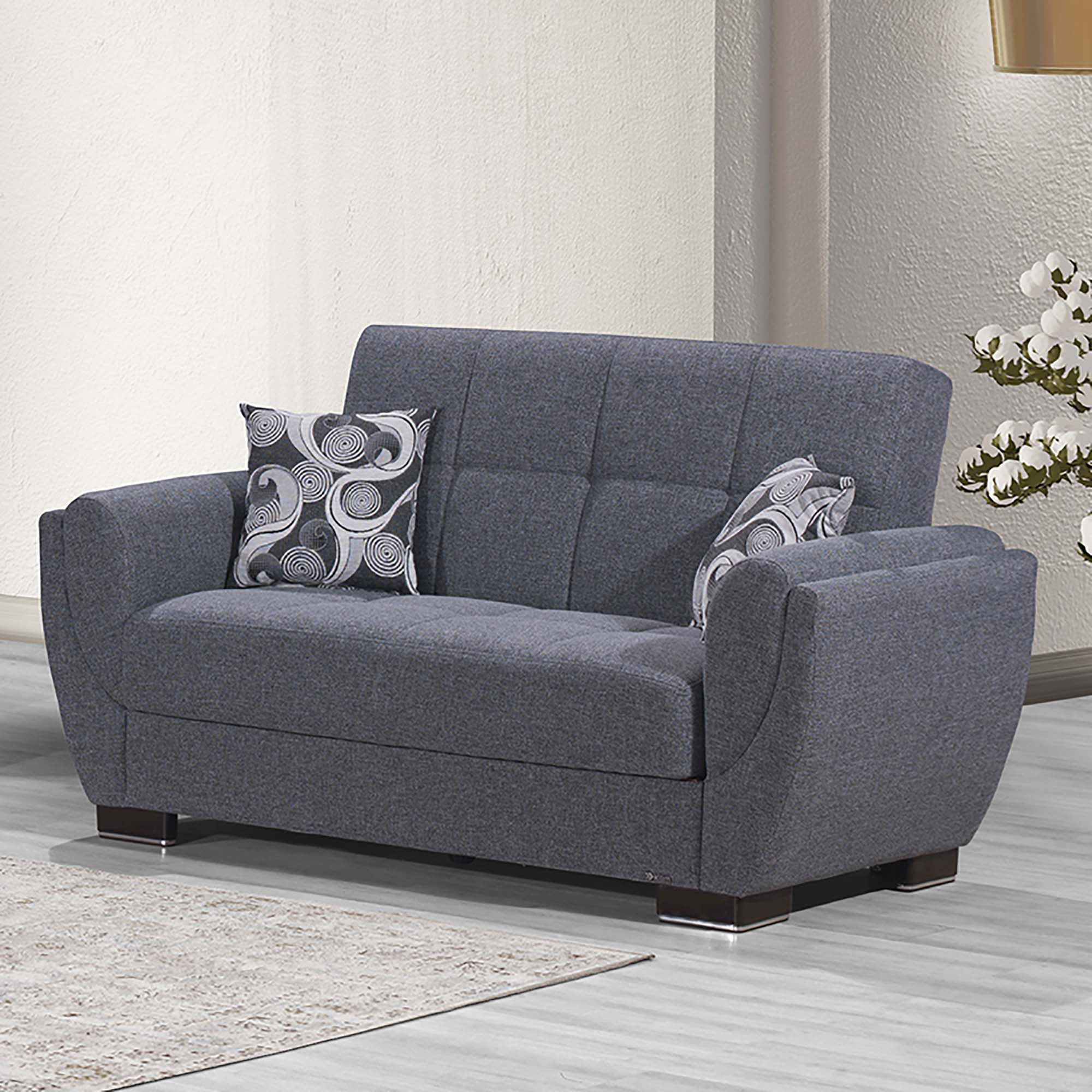Ottomanson Armada Air Collection Upholstered Convertible Armchair with Storage, Grey Microfiber