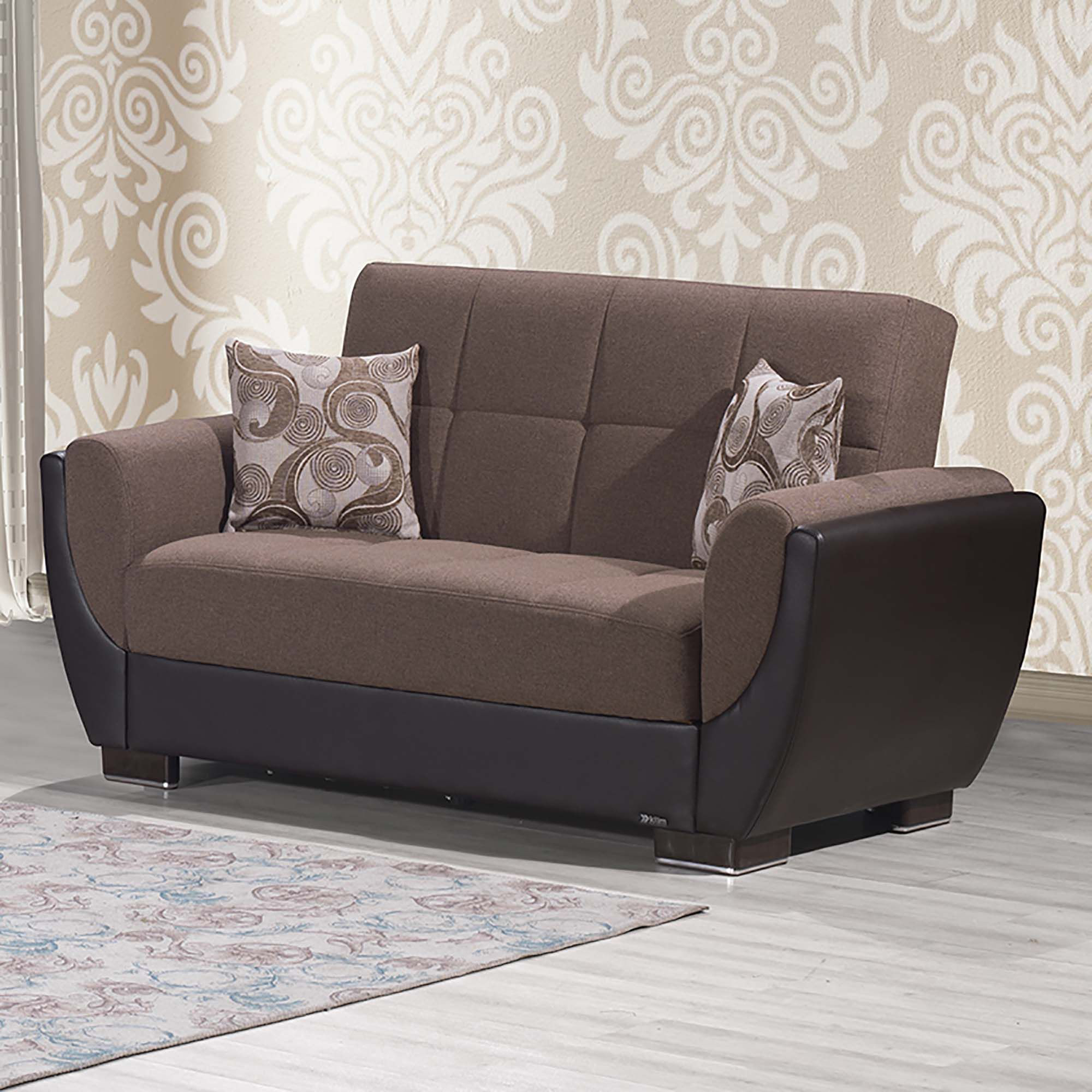 Ottomanson Armada Air Collection Upholstered Convertible Armchair with Storage, Grey Microfiber