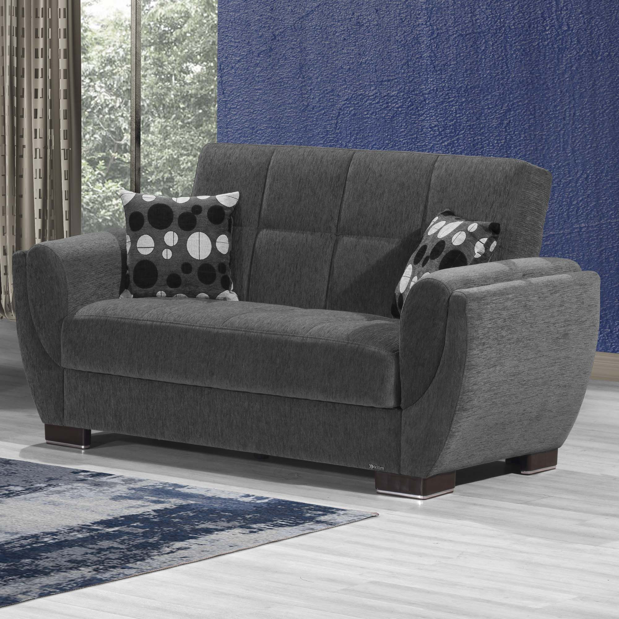 Ottomanson Armada Air Collection Upholstered Convertible Armchair with Storage, Grey Microfiber