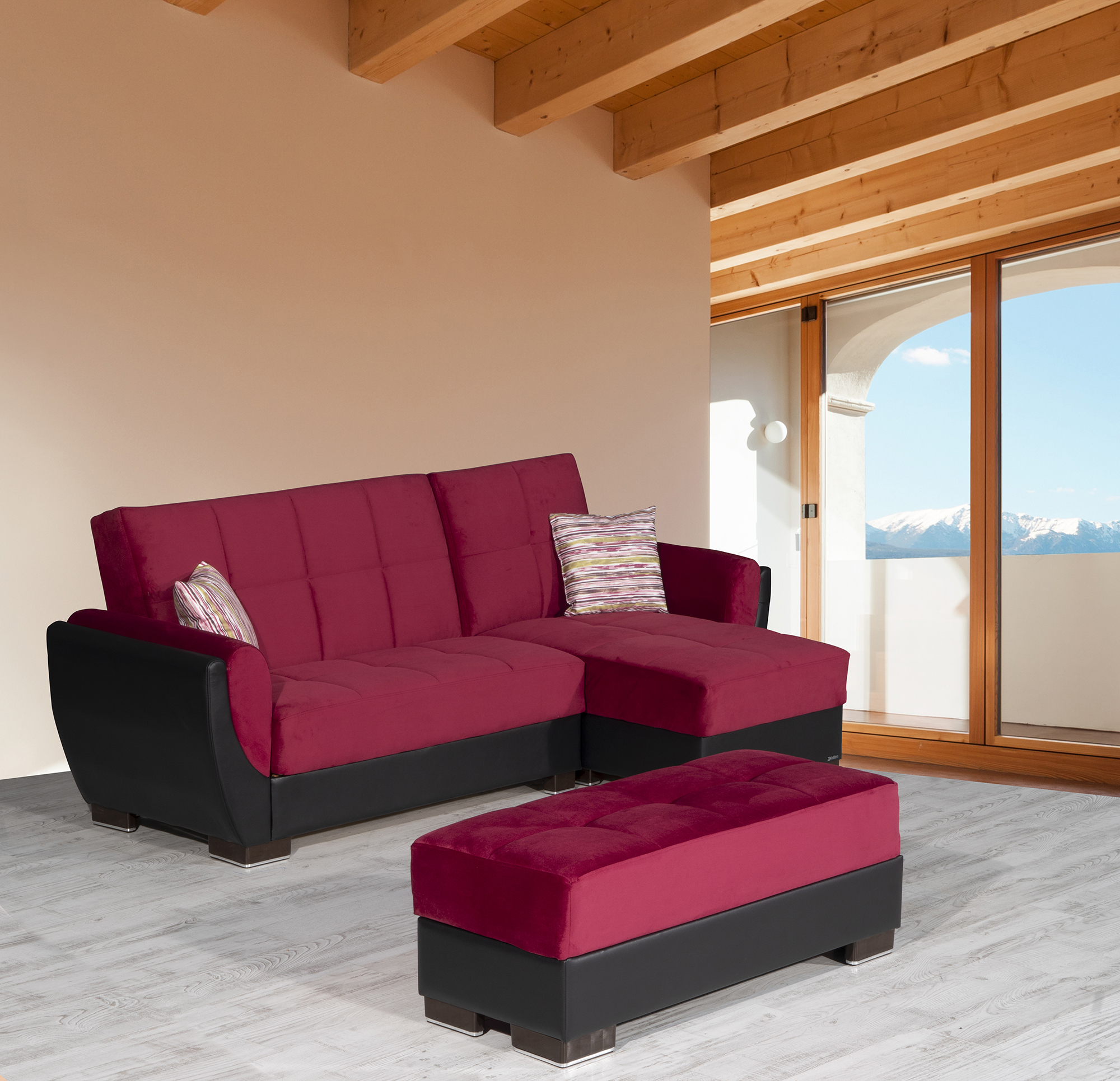 Ottomanson Armada Air Collection Upholstered Ottoman with Storage, Grey Microfiber