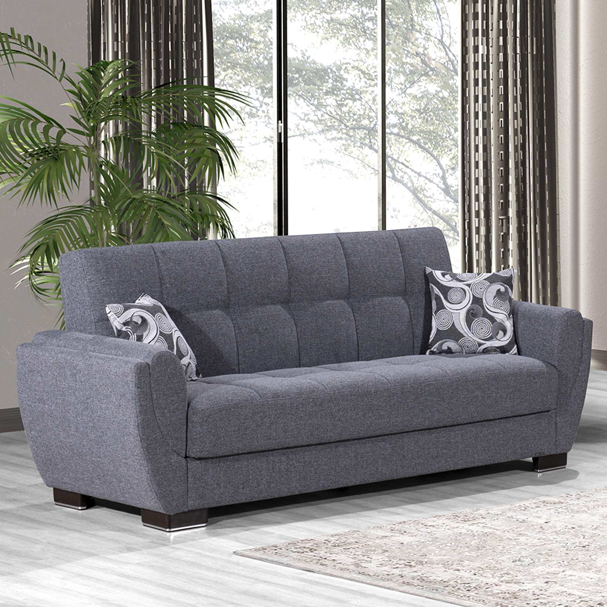 Ottomanson Armada Air Collection Upholstered Convertible Armchair with Storage, Grey Microfiber