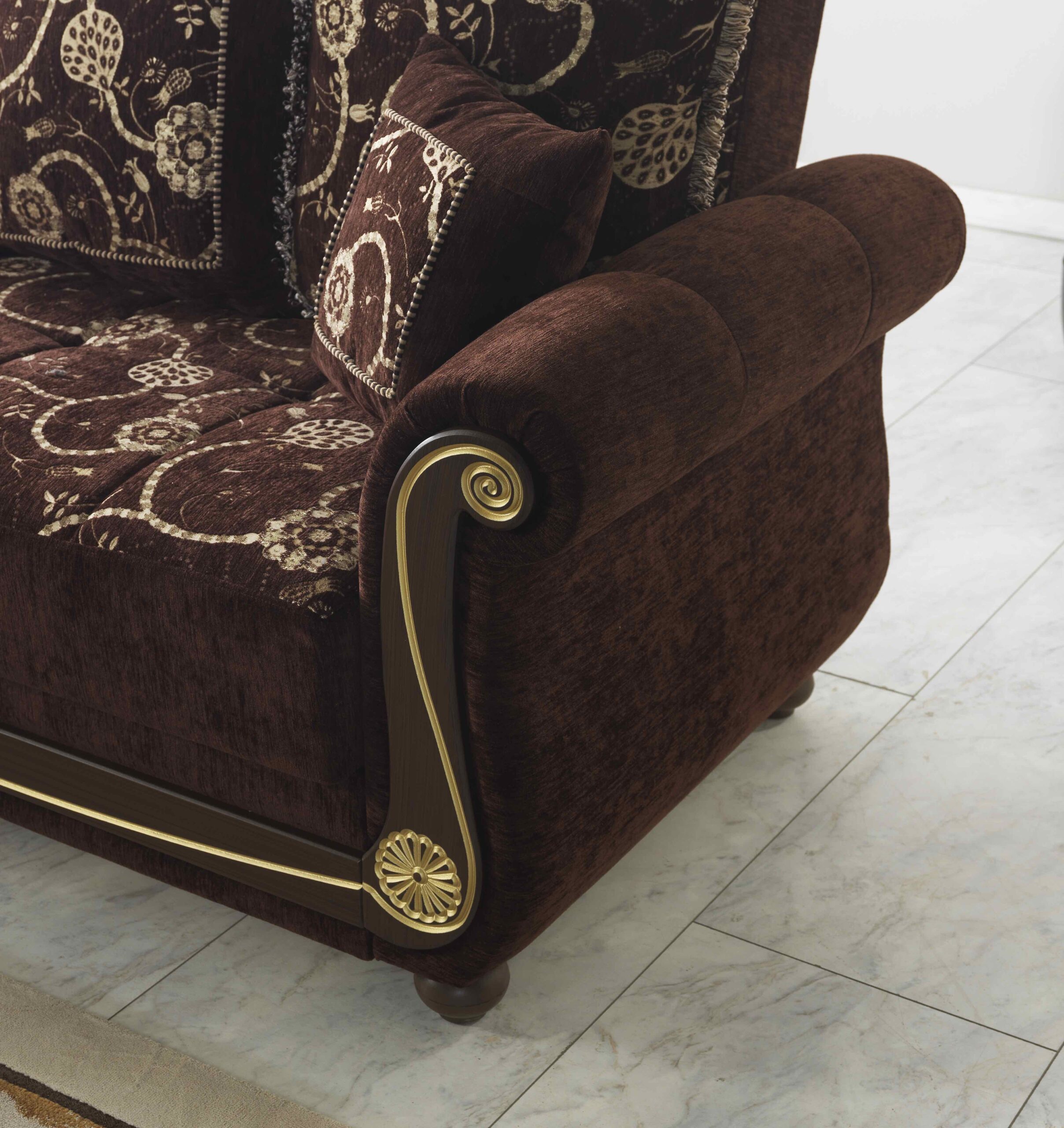 Ottomanson Americana Collection Upholstered Convertible Sectional with Storage, Beige