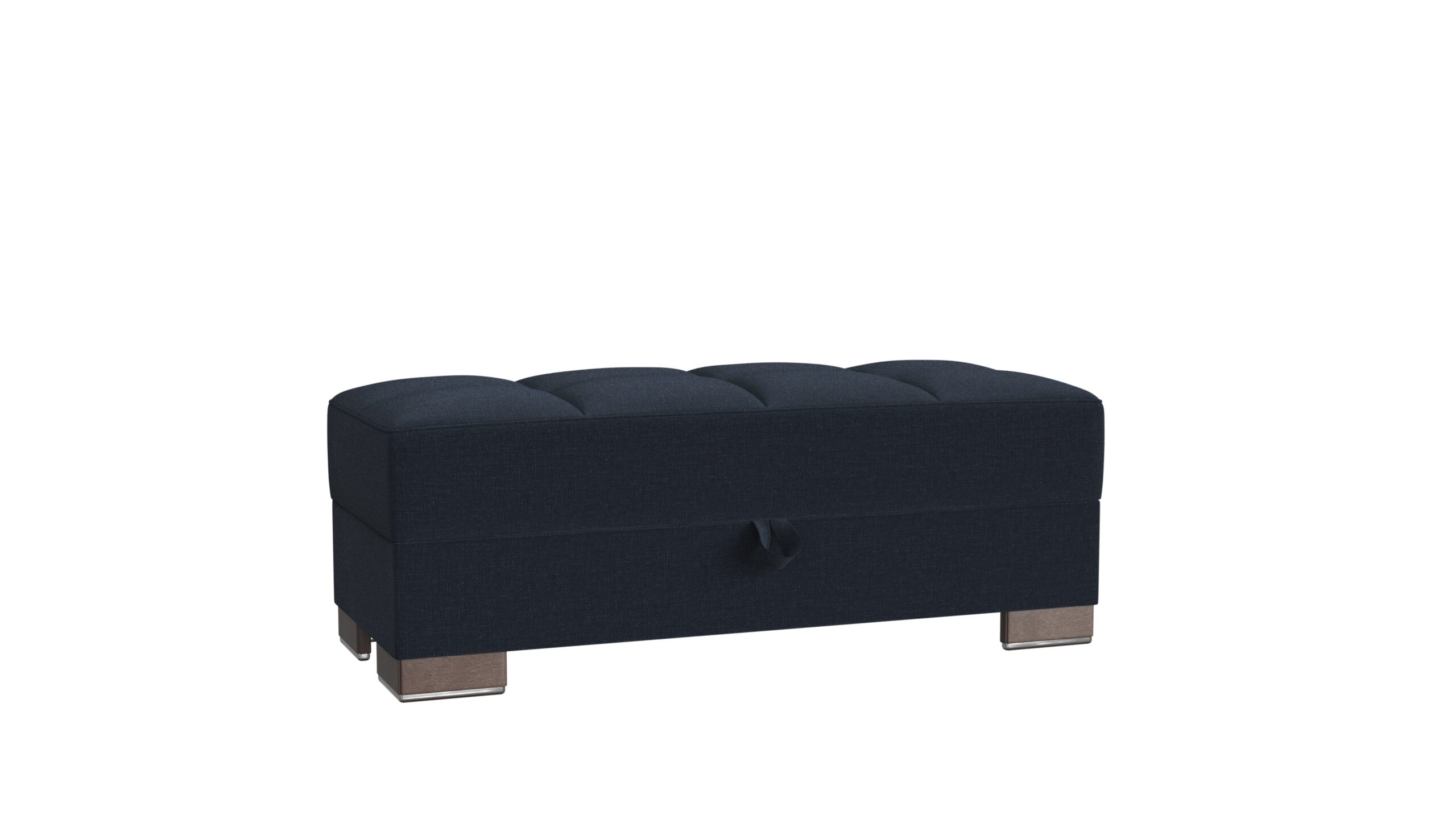 Ottomanson Armada Collection Upholstered Ottoman with Storage, Grey Microfiber