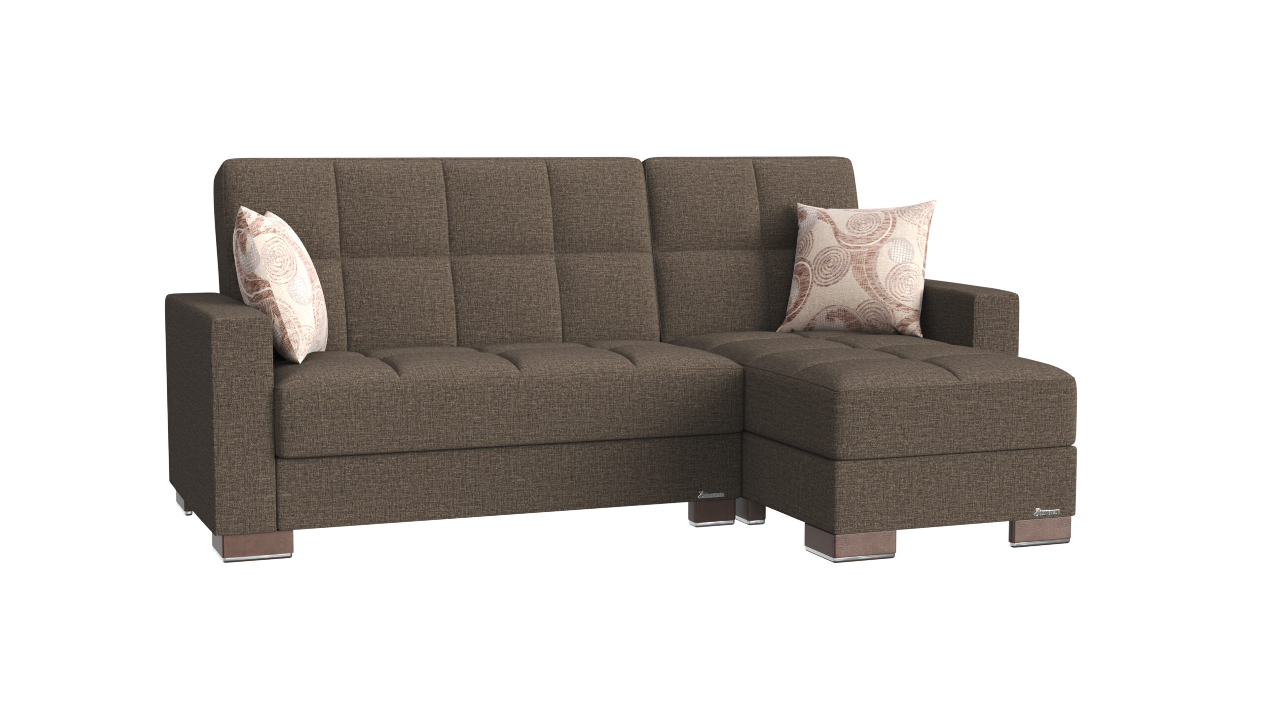 Ottomanson Armada Collection Upholstered Ottoman with Storage, Grey Microfiber