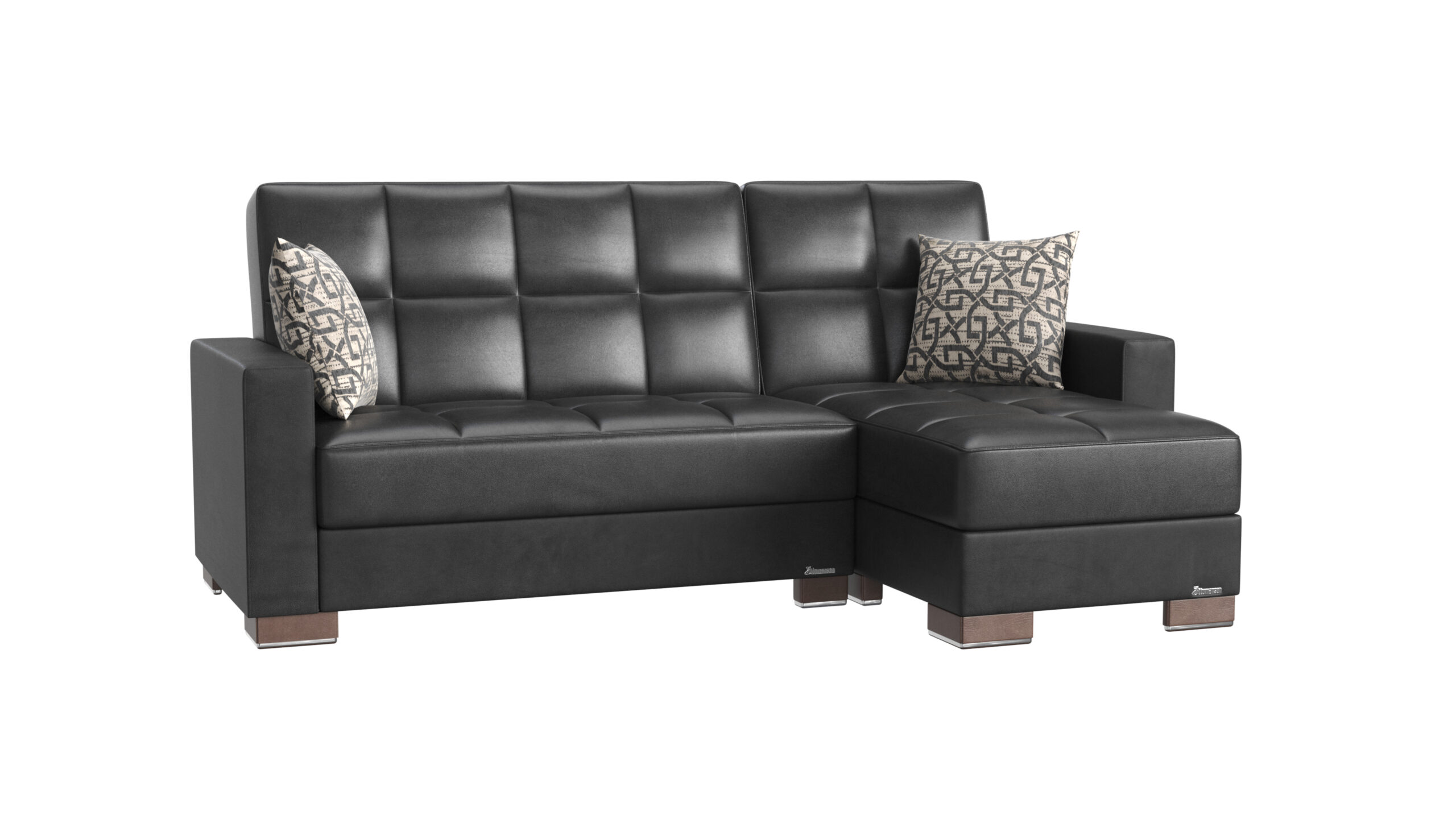 Ottomanson Armada Collection Upholstered Ottoman with Storage, Grey Microfiber