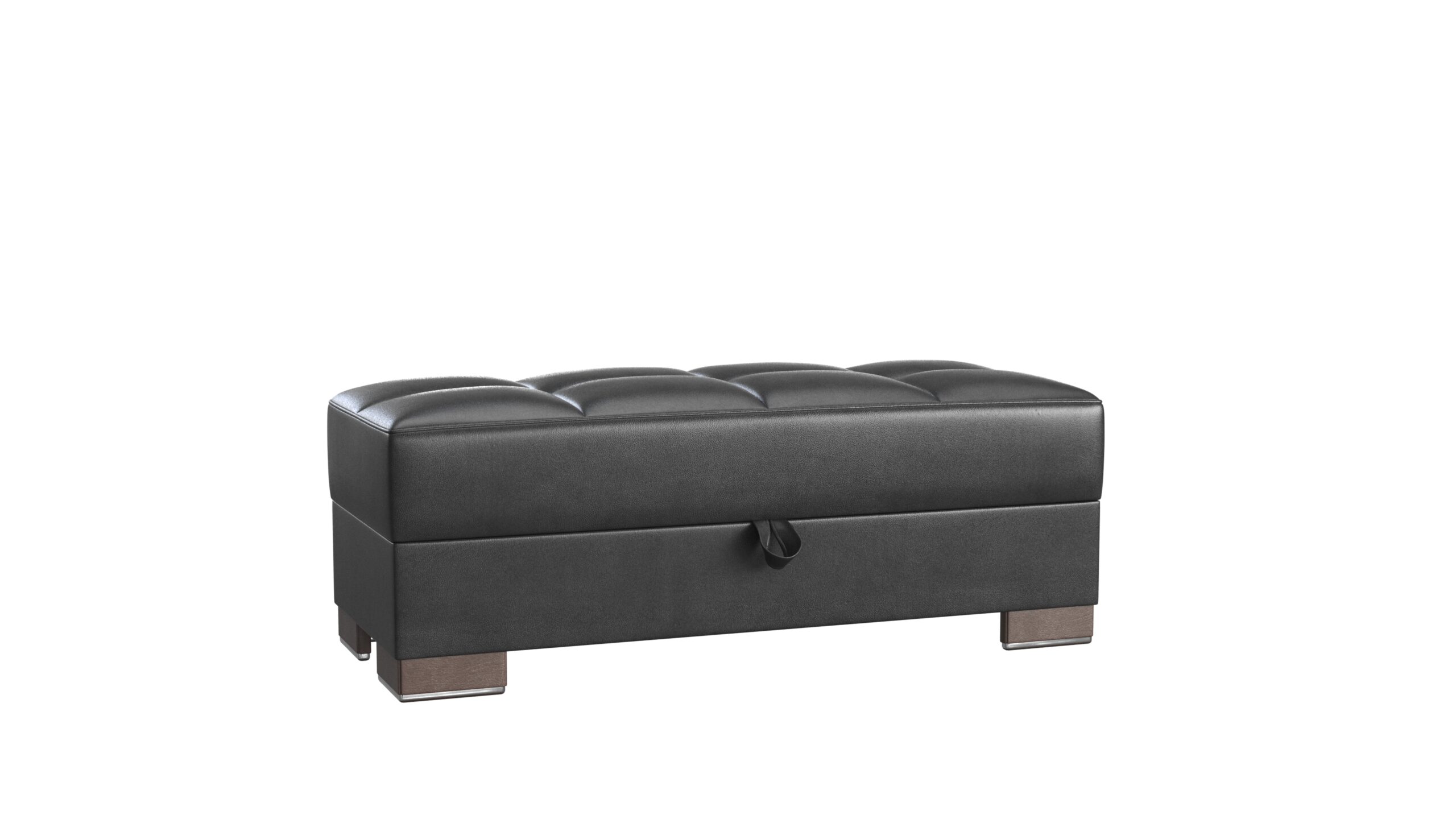 Ottomanson Armada Collection Upholstered Ottoman with Storage, Grey Microfiber