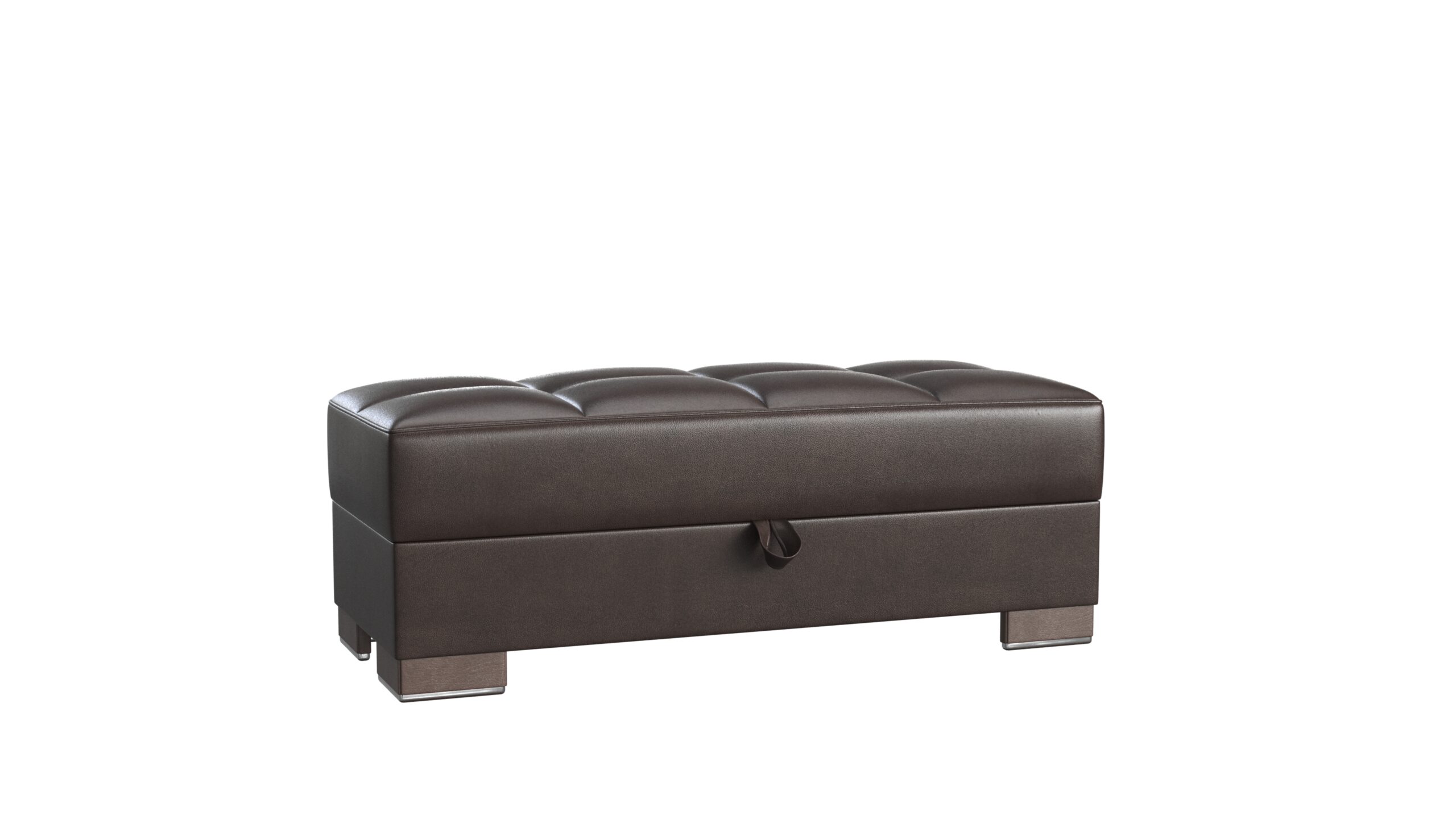 Ottomanson Armada Collection Upholstered Ottoman with Storage, Grey Microfiber
