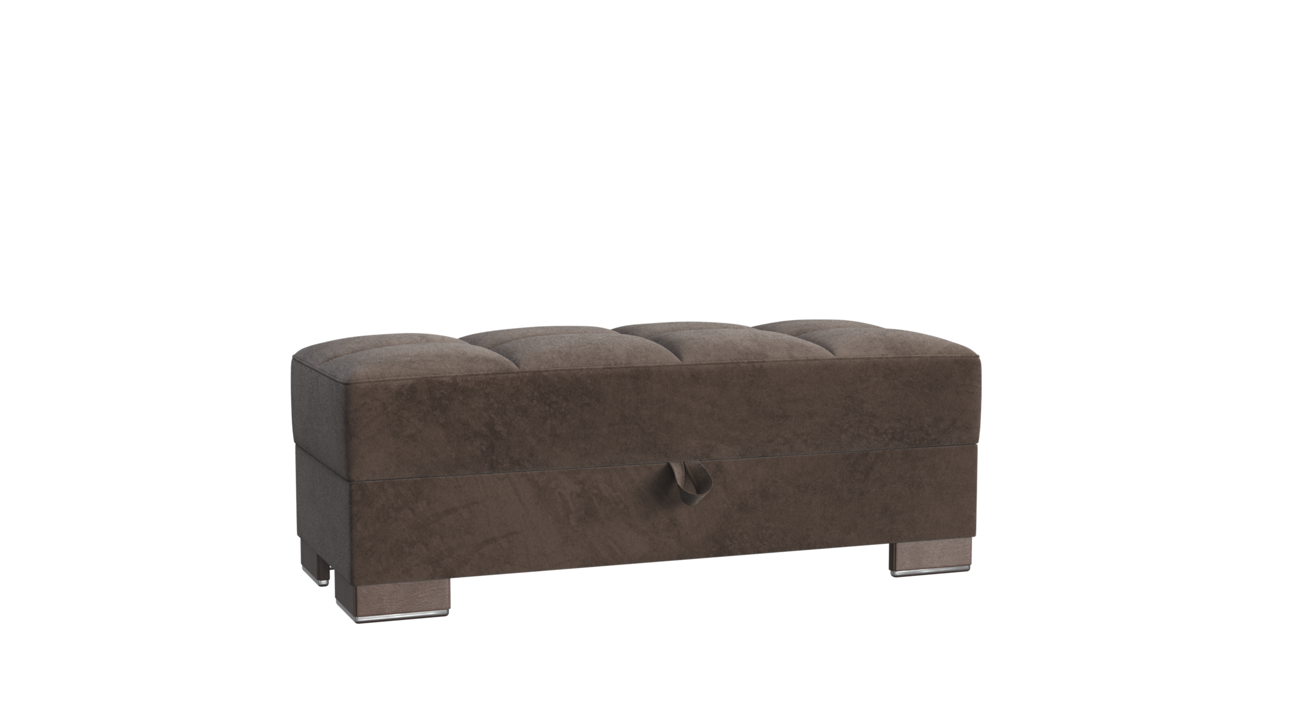 Ottomanson Armada Air Collection Upholstered Ottoman with Storage, Grey Microfiber