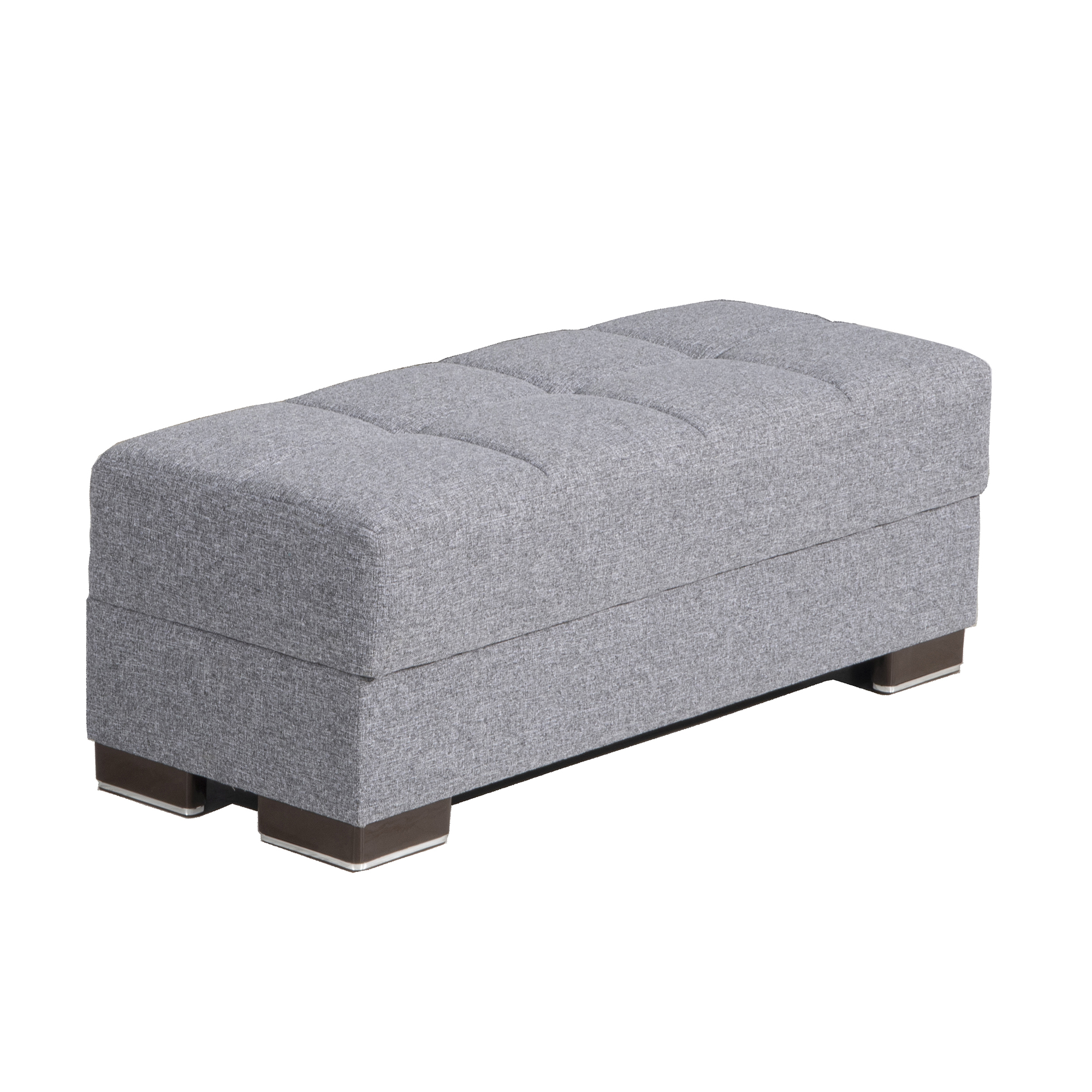 Ottomanson Armada Collection Upholstered Ottoman with Storage, Grey Microfiber
