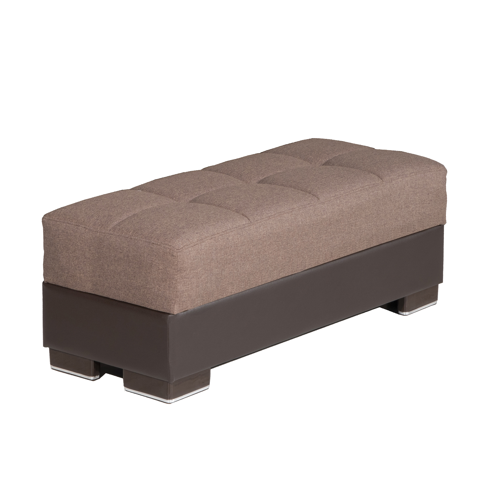 Ottomanson Armada Collection Upholstered Ottoman with Storage, Grey Microfiber