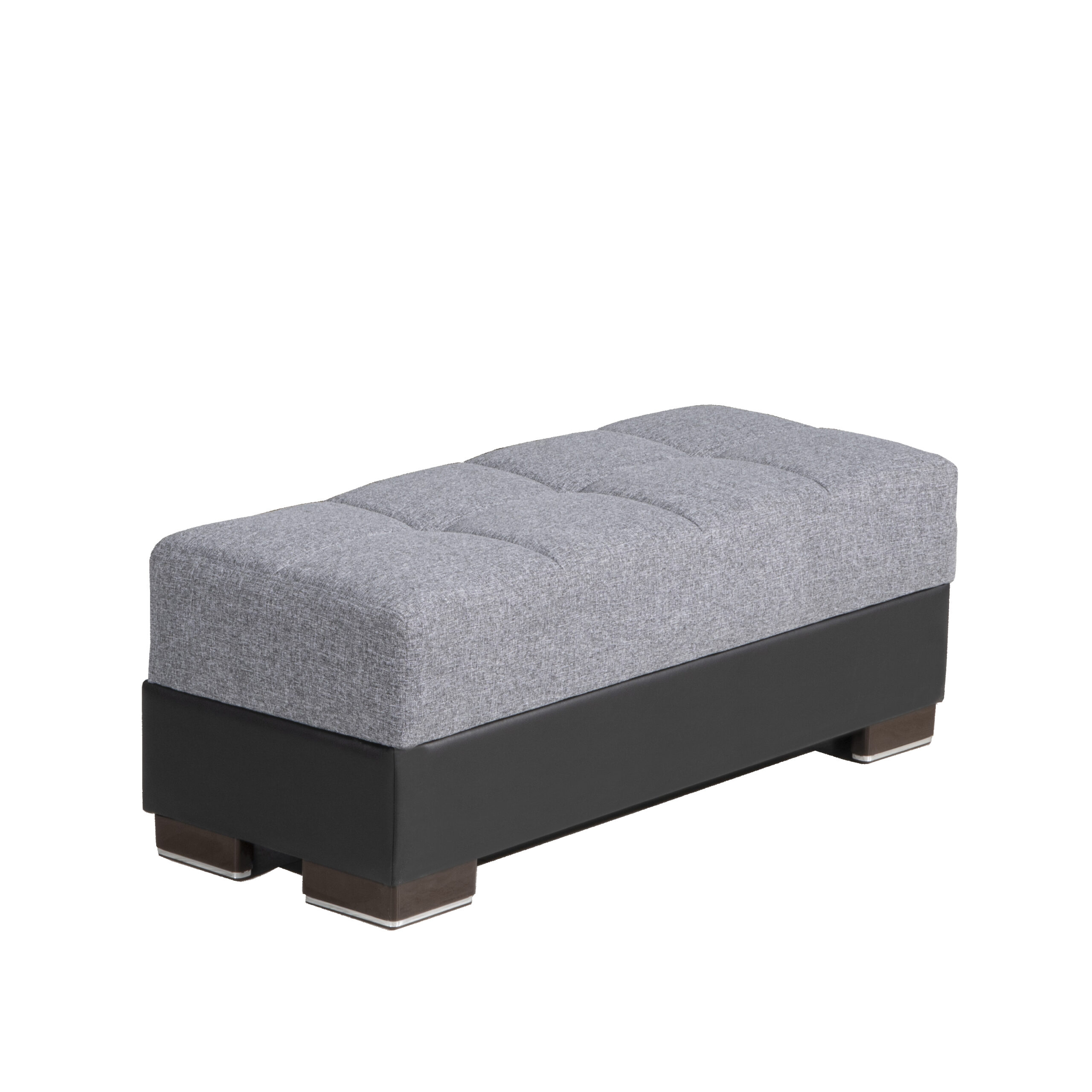 Ottomanson Armada Collection Upholstered Ottoman with Storage, Grey Microfiber