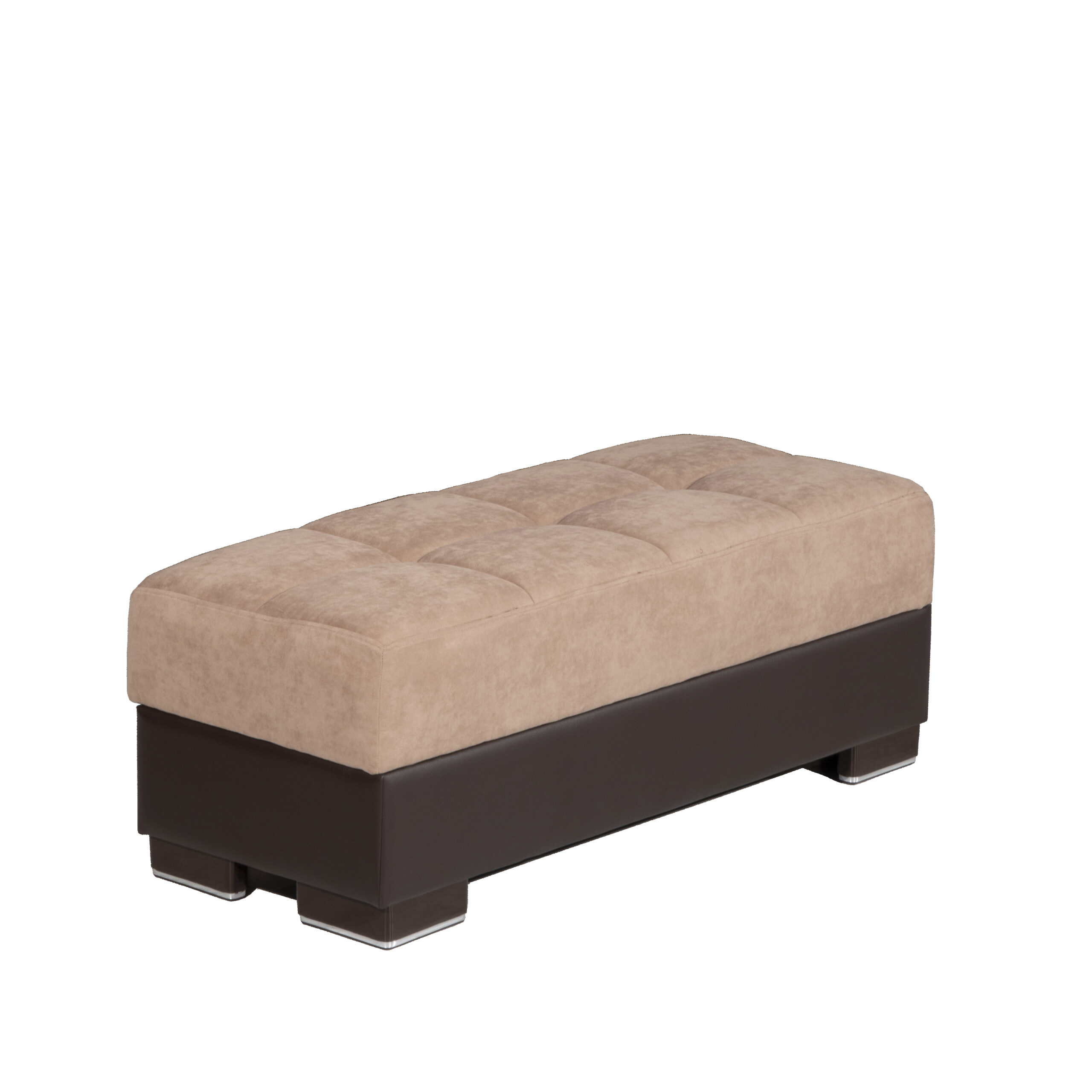 Ottomanson Armada Collection Upholstered Ottoman with Storage, Grey Microfiber