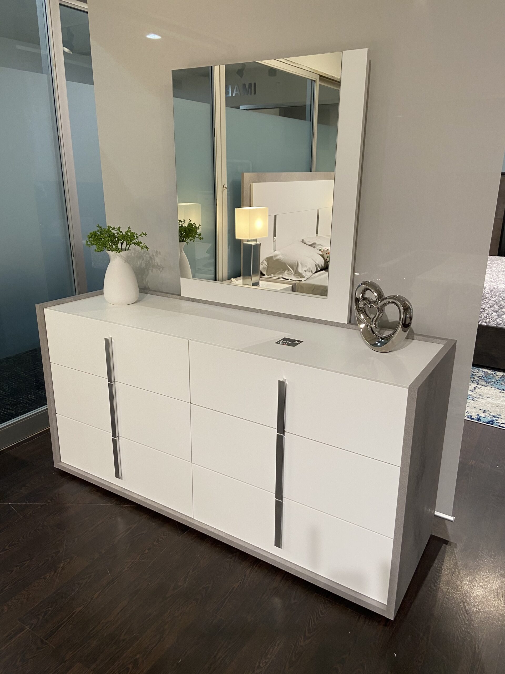 Ada Premium Mirror in Cemento/Bianco Opac
