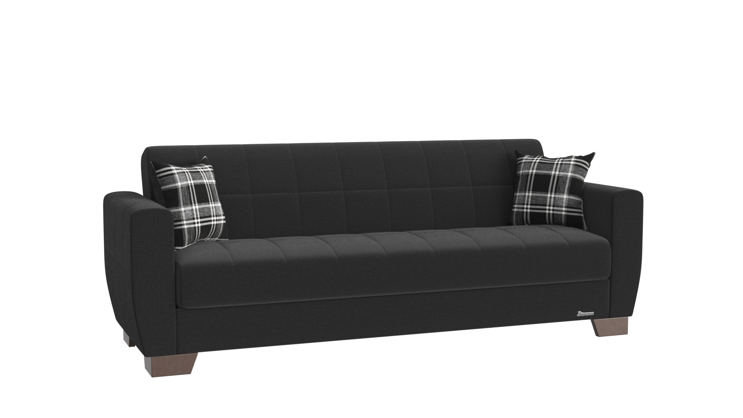 Ottomanson Barato Collection Upholstered Convertible Loveseat with Storage, Black-PU