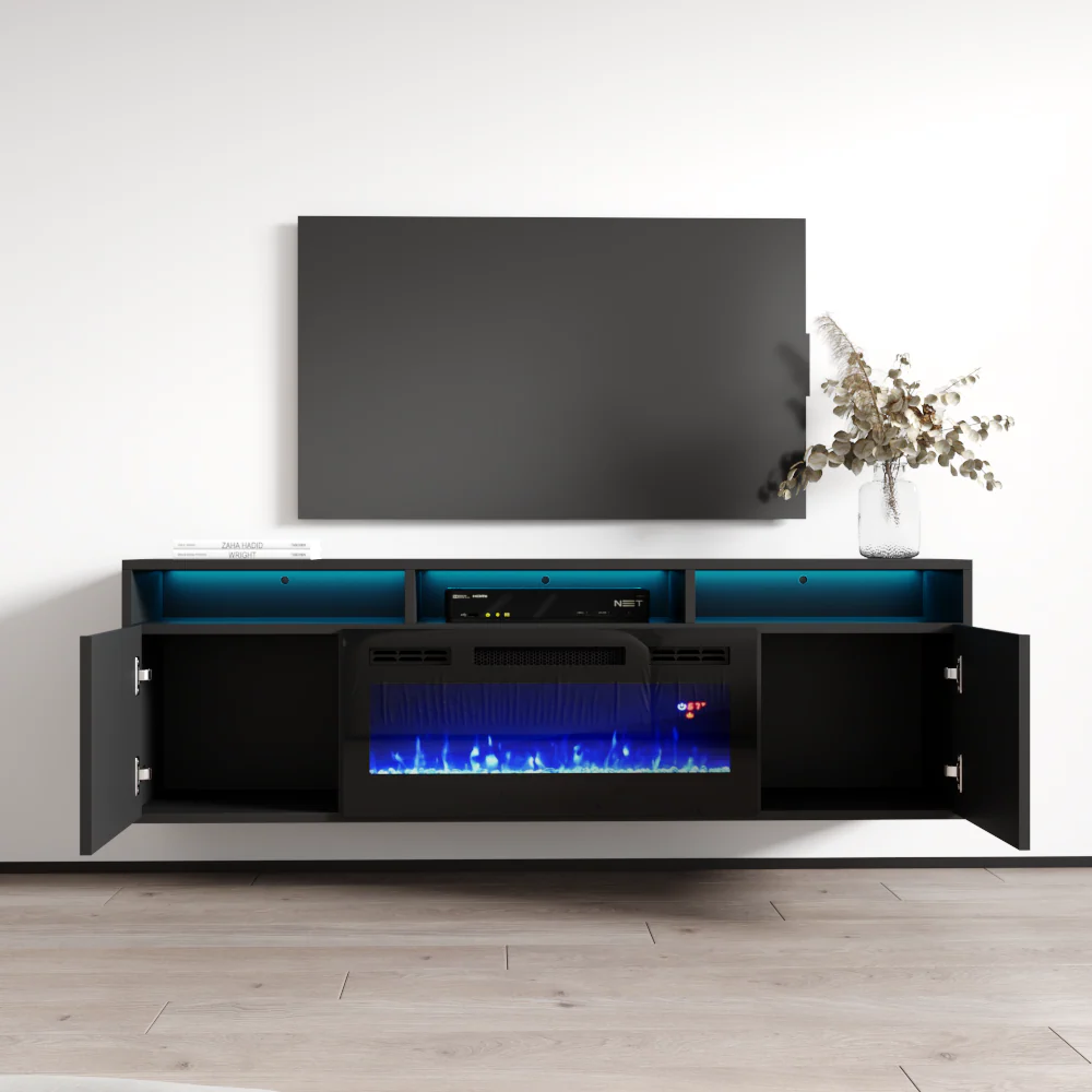Giza BL-EF Floating Fireplace TV Stand
