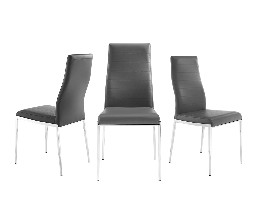 Firenze Set of 2 dining chair in gray pu leather.