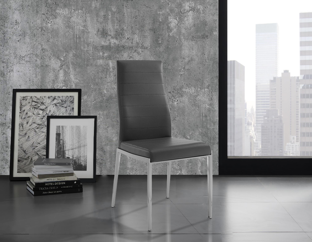 Firenze Set of 2 dining chair in gray pu leather.