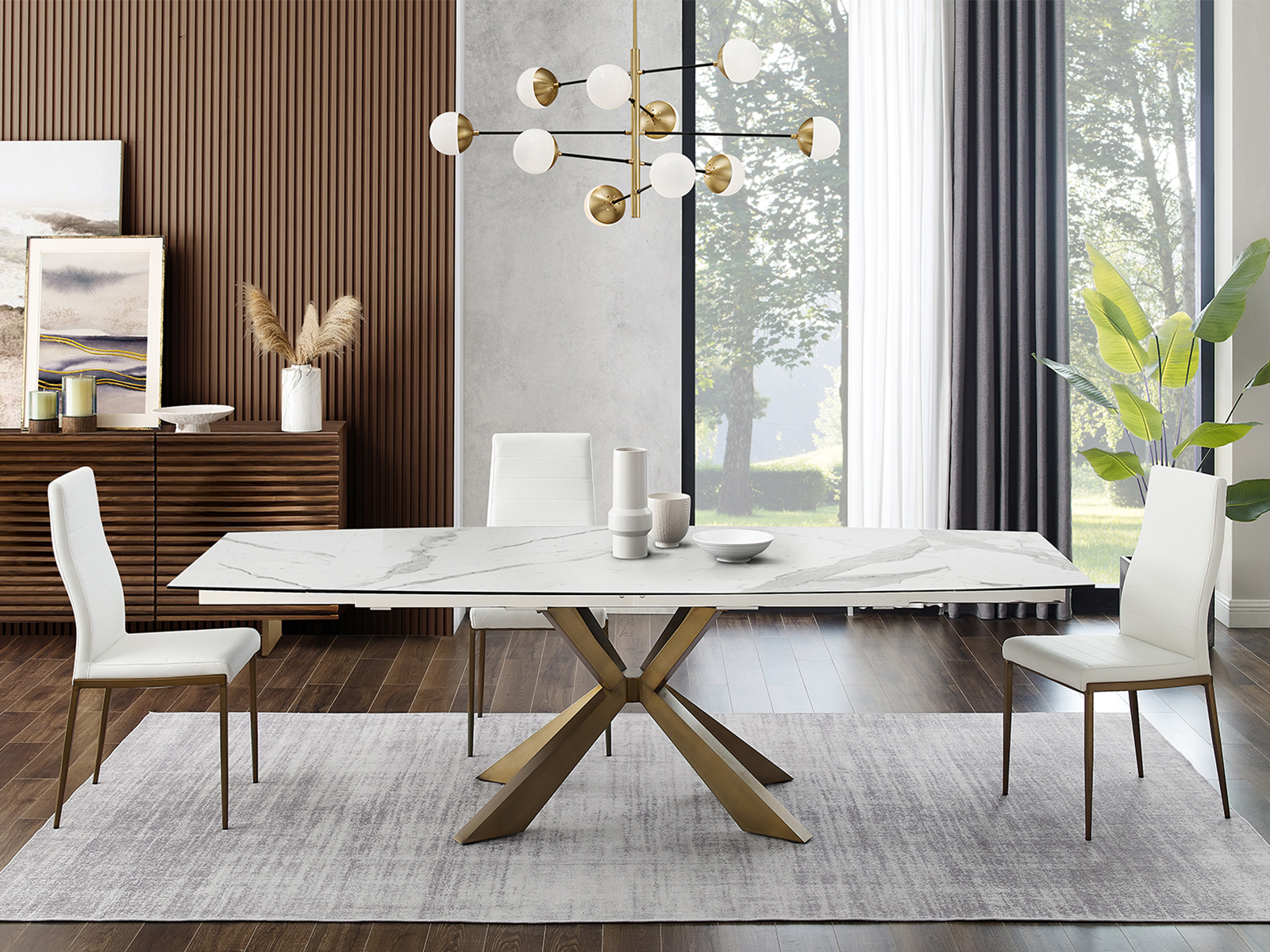 Firenze Set of 2 dining chair in gray pu leather.