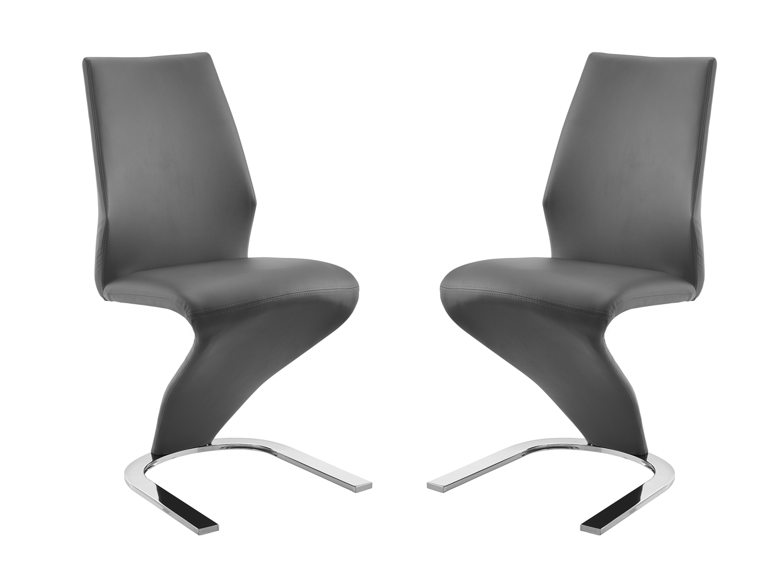 Boulevard Set of 2 dining chair in gray pu leather.
