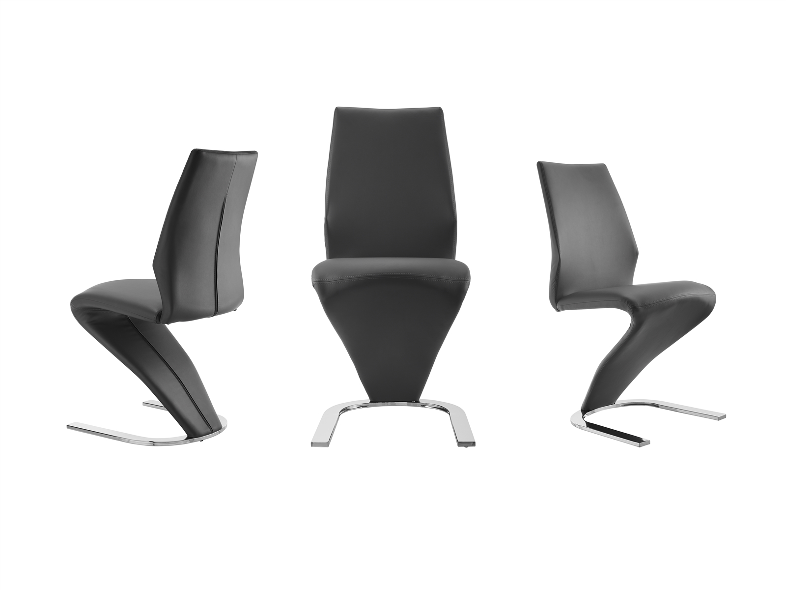 Boulevard Set of 2 dining chair in gray pu leather.