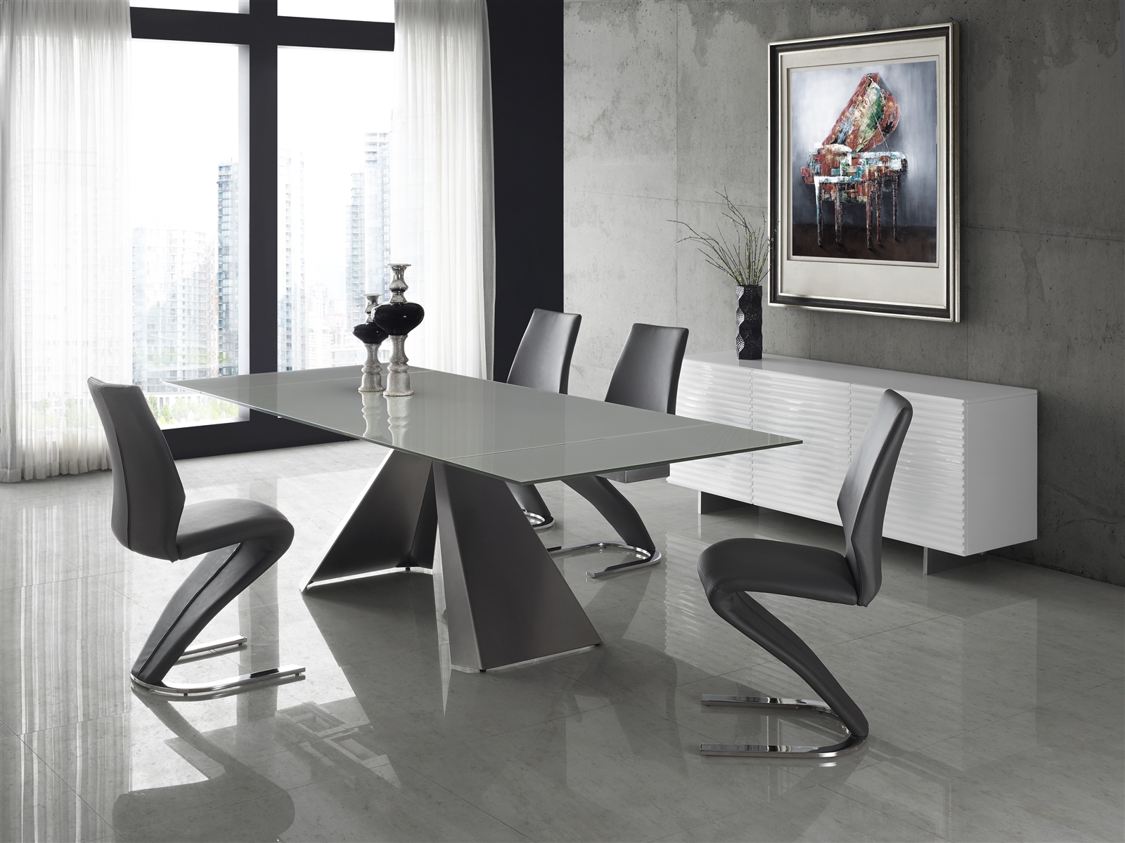 Boulevard Set of 2 dining chair in gray pu leather.