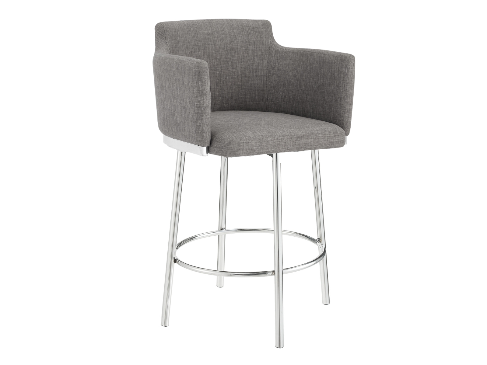 Suzzie 180 swivel arm counter stool in gray linen fabric.