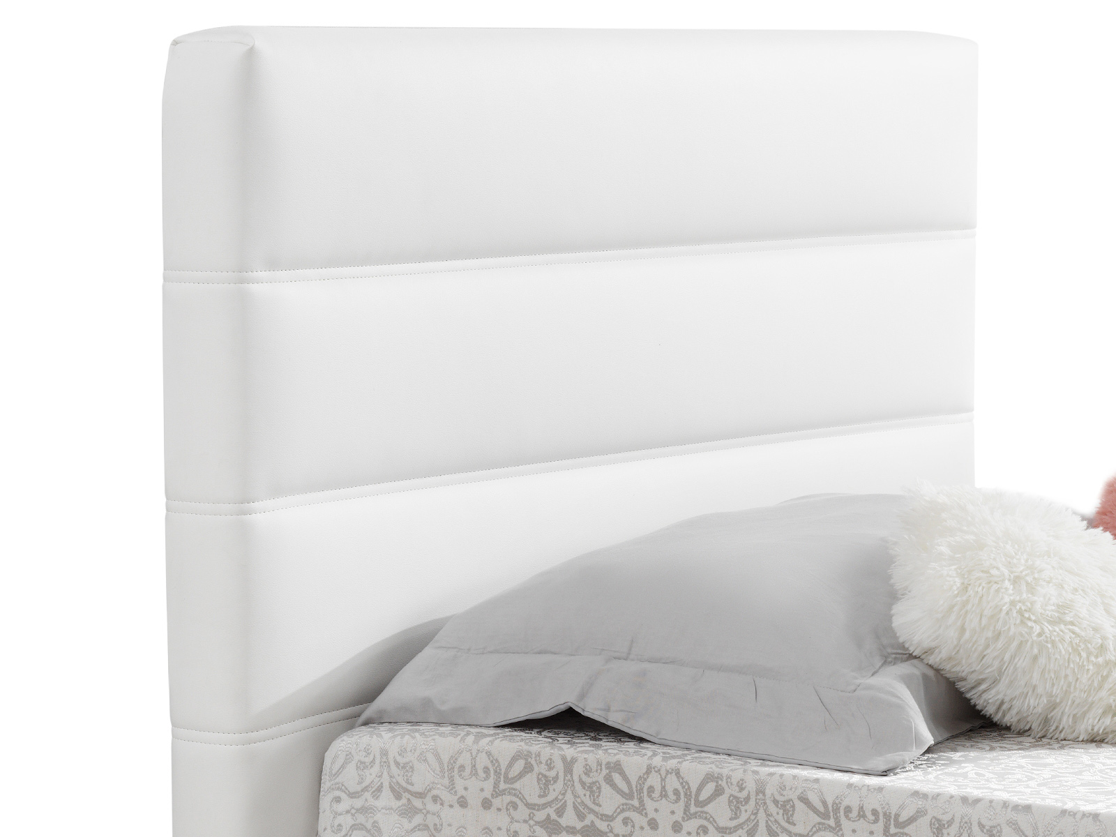 Luigi full storage bed in white pu leather.