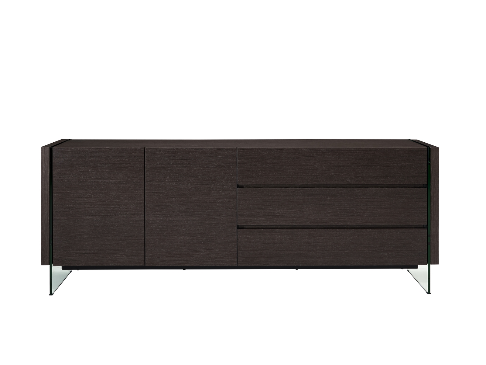 Il Vetro buffet in gray oak veneer with storage.