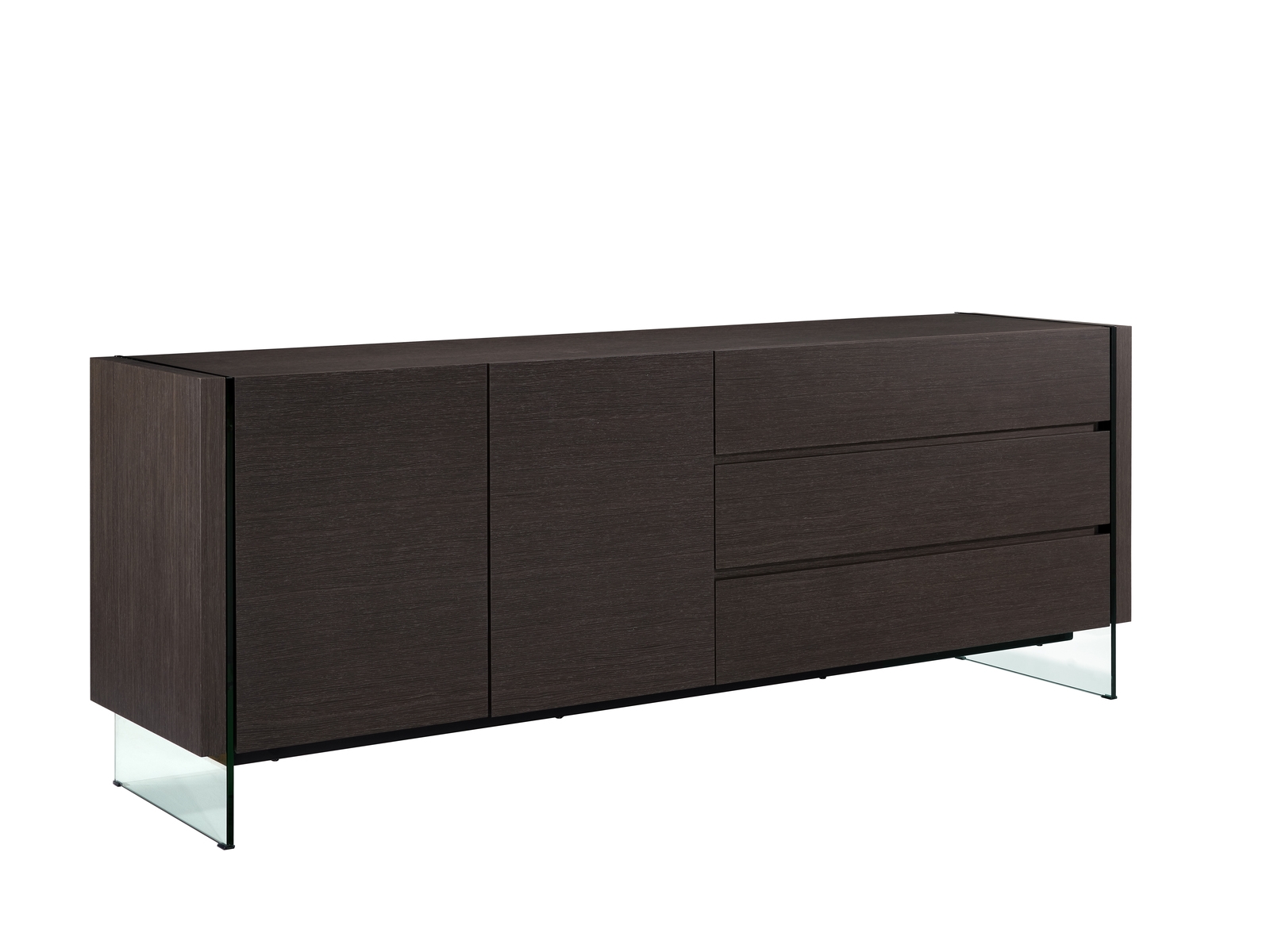 Il Vetro buffet in gray oak veneer with storage.