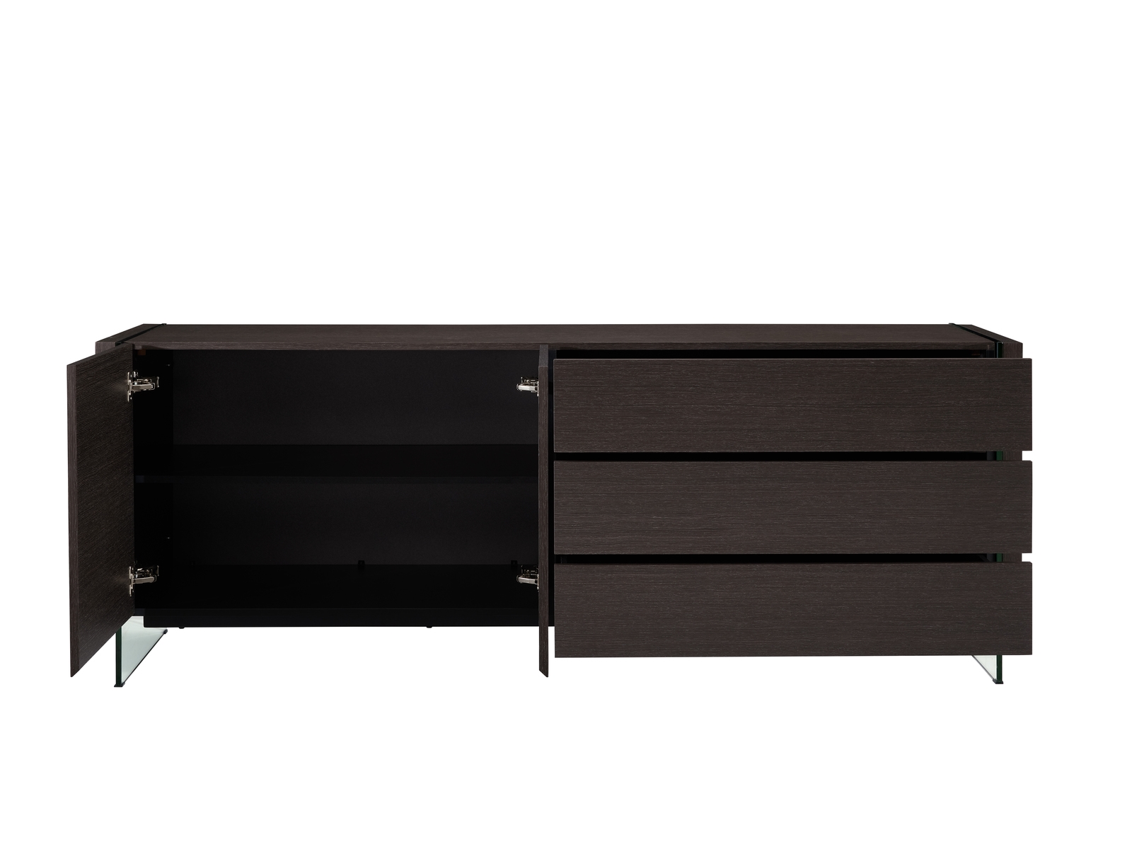 Il Vetro buffet in gray oak veneer with storage.