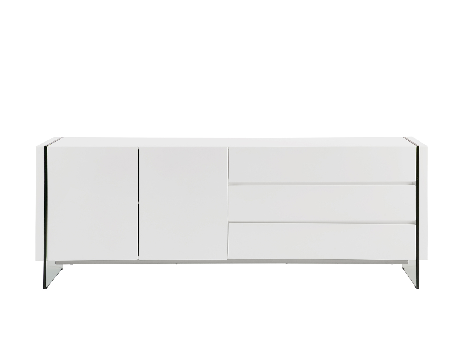 Il Vetro buffet in gray oak veneer with storage.