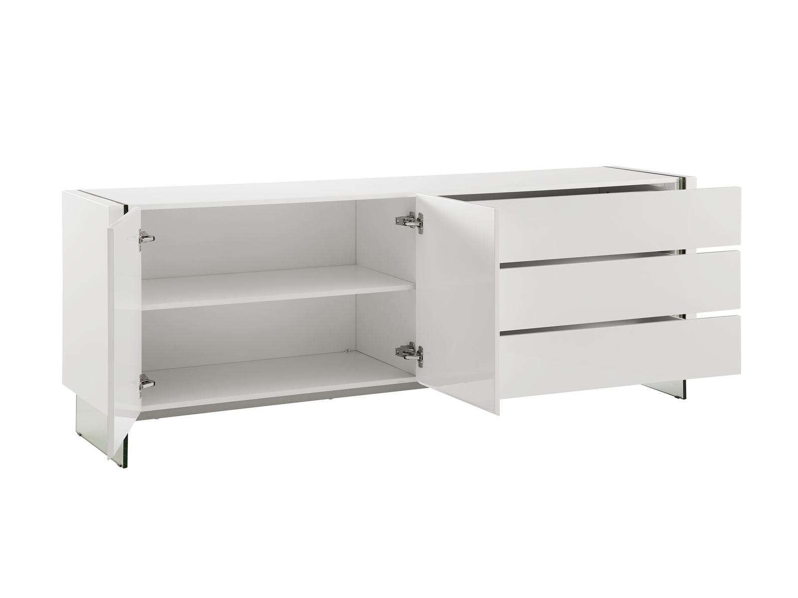 Il Vetro buffet in gray oak veneer with storage.