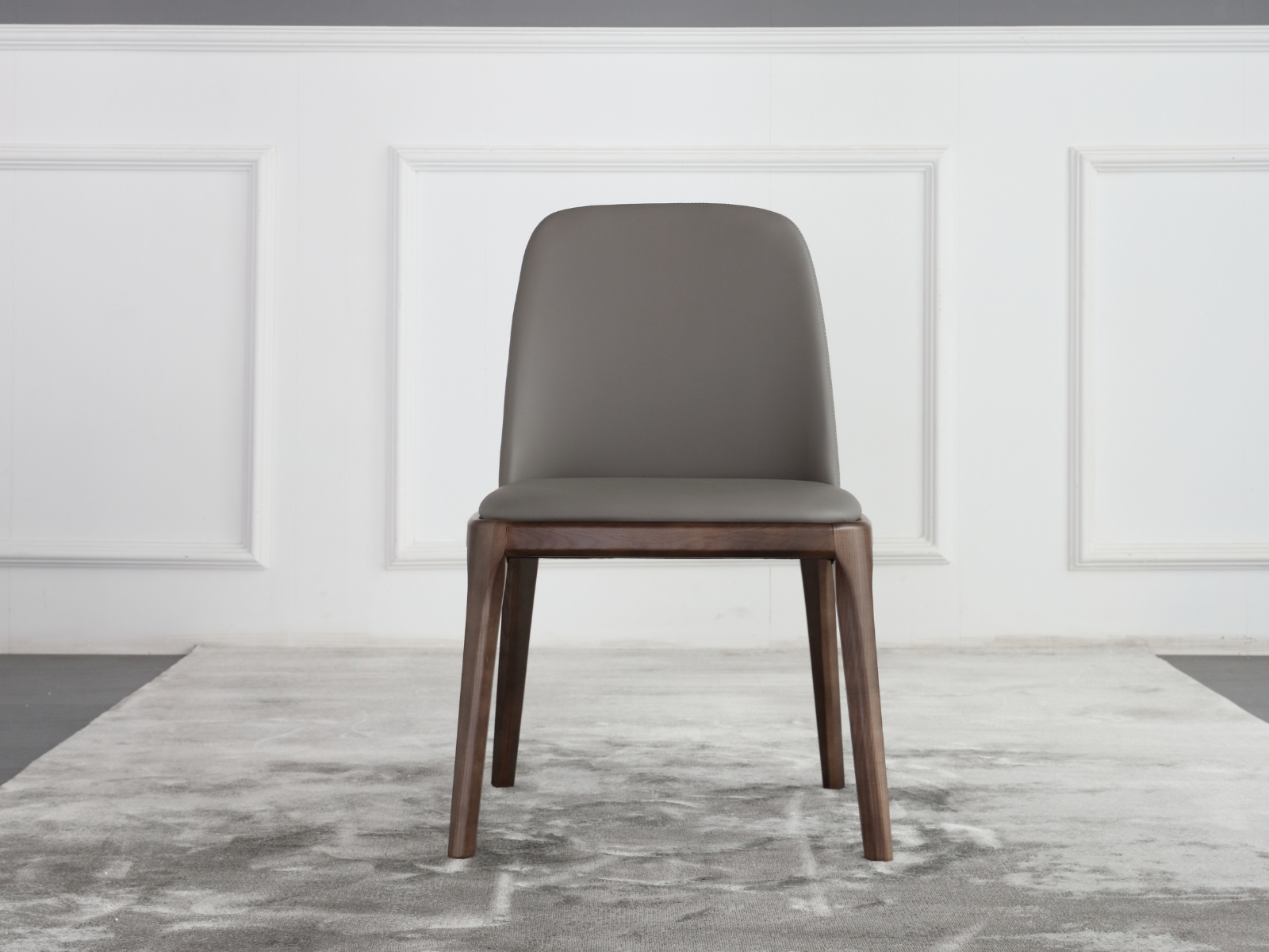 Eric Set of 2 dining chair in gray pu-leather.