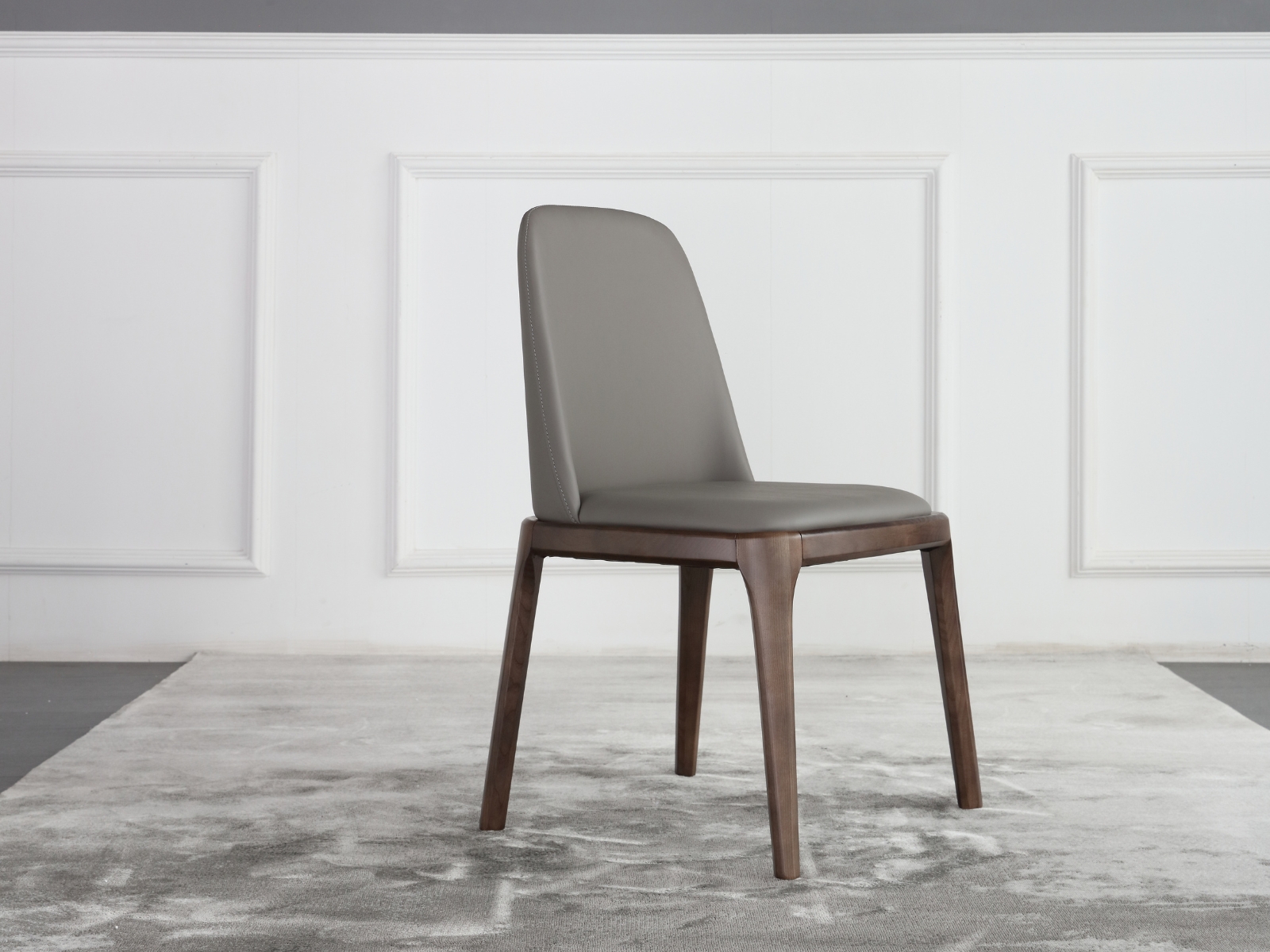Eric Set of 2 dining chair in gray pu-leather.