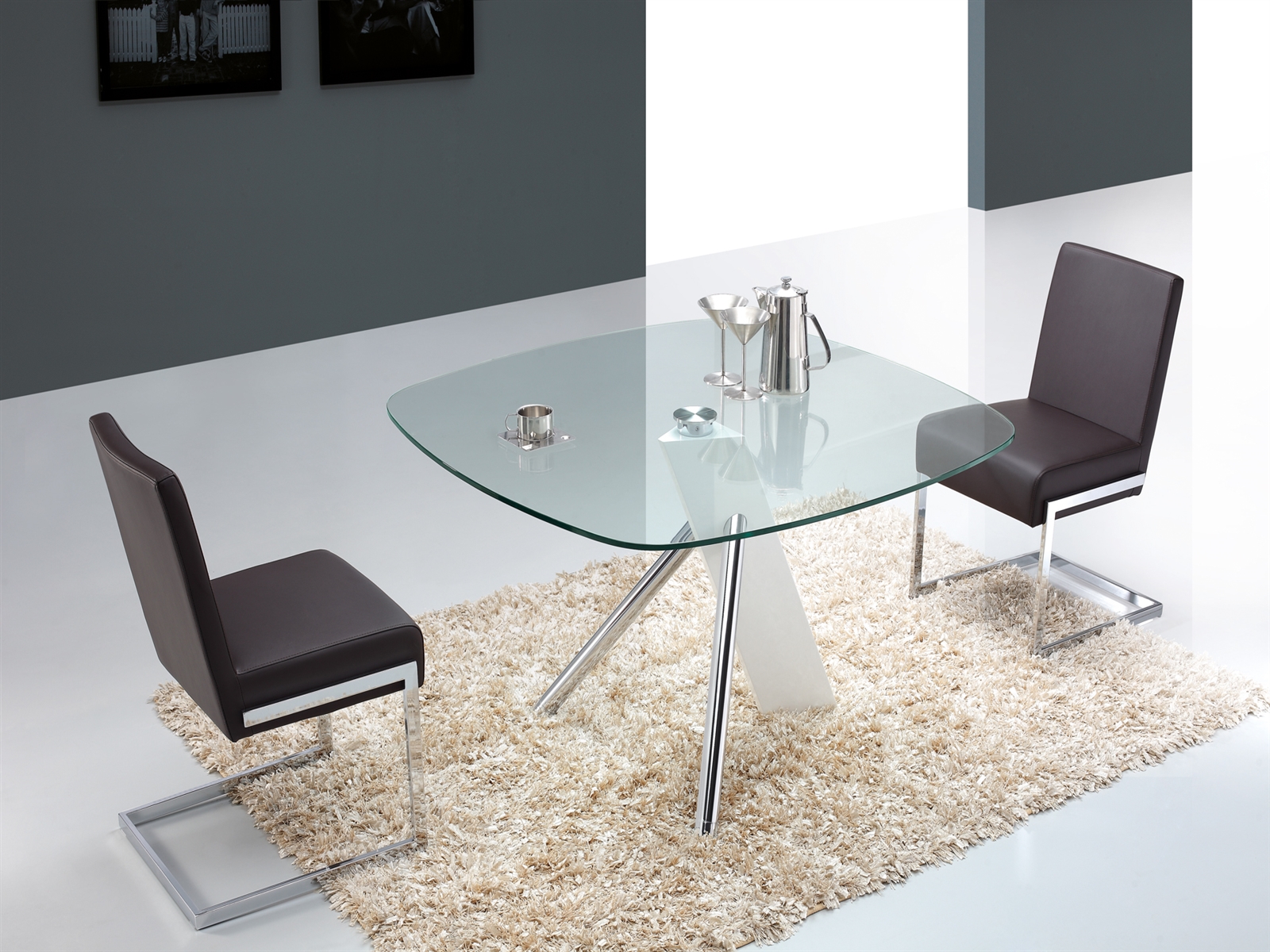 Andrea Set of 2 dining chair in beige linen fabric.