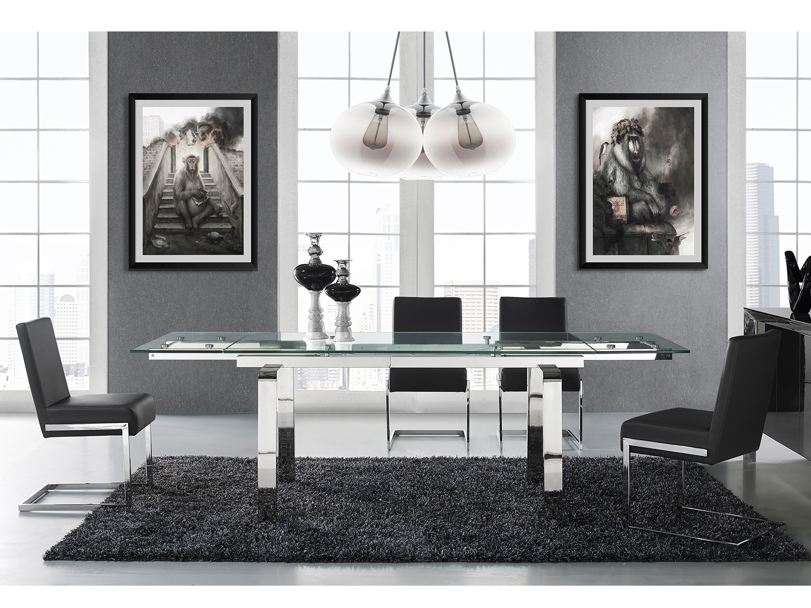 Andrea Set of 2 dining chair in beige linen fabric.